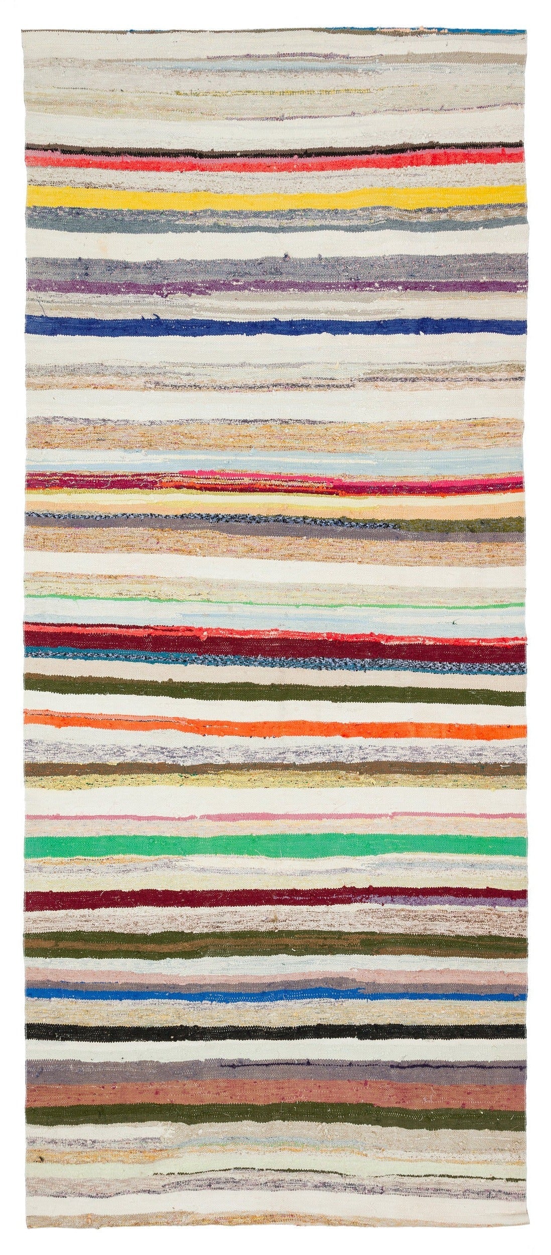 Girit Beige Striped Wool Handmade Area Rug 5'3" x 12'4"
