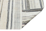 Girit Beige Striped Wool Handmade Area Rug 4'7" x 6'3"