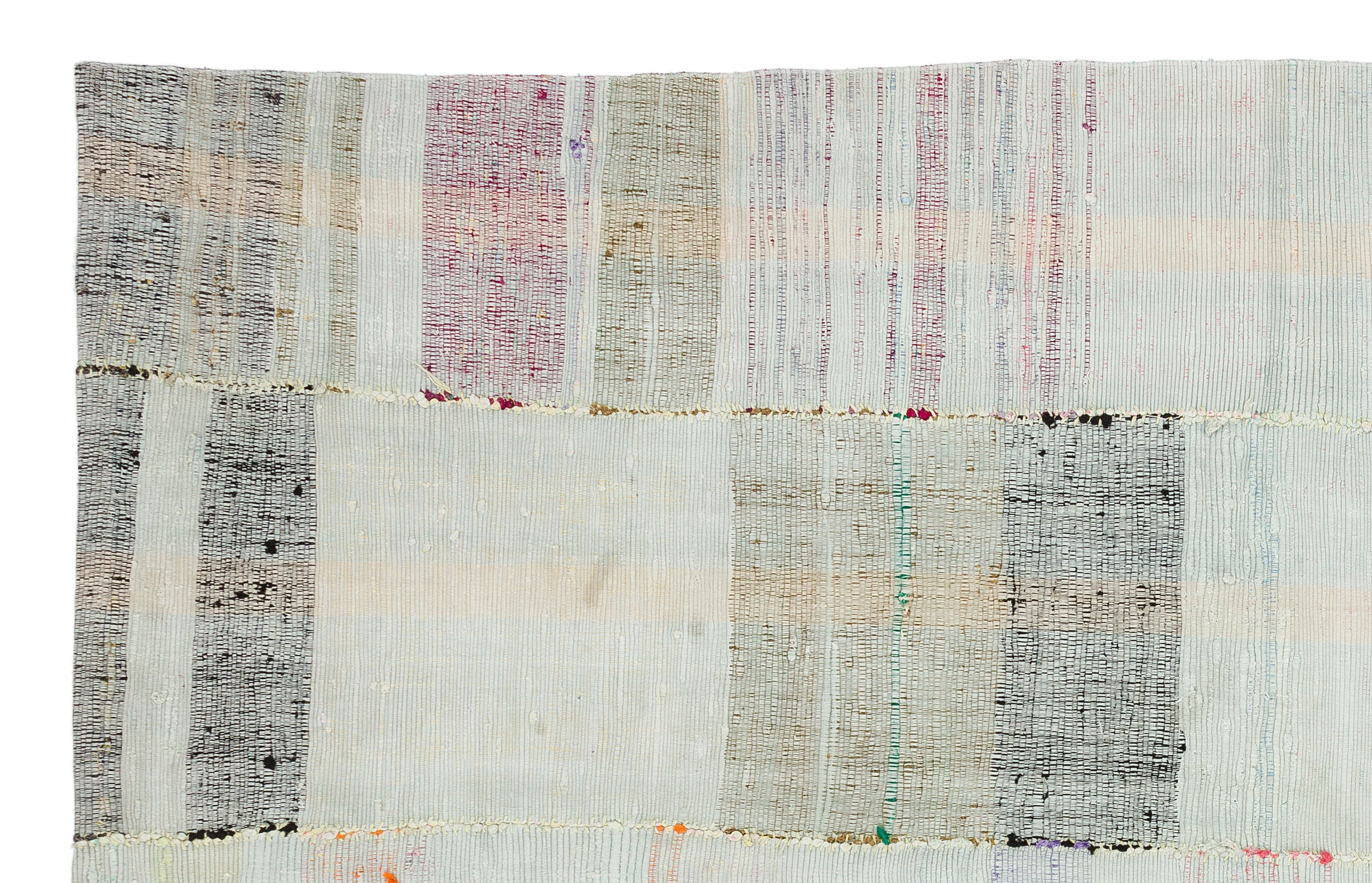 Girit Beige Striped Wool Handmade Area Rug 5'7" x 9'2"