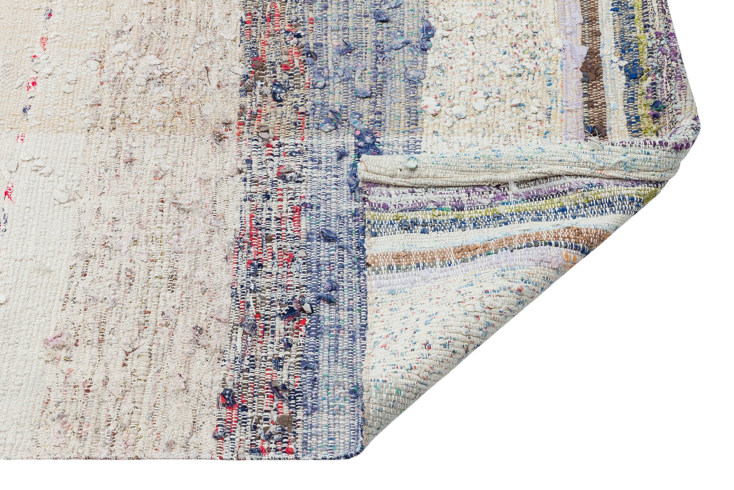 Girit Beige Striped Wool Handmade Area Rug 5'9" x 8'9"