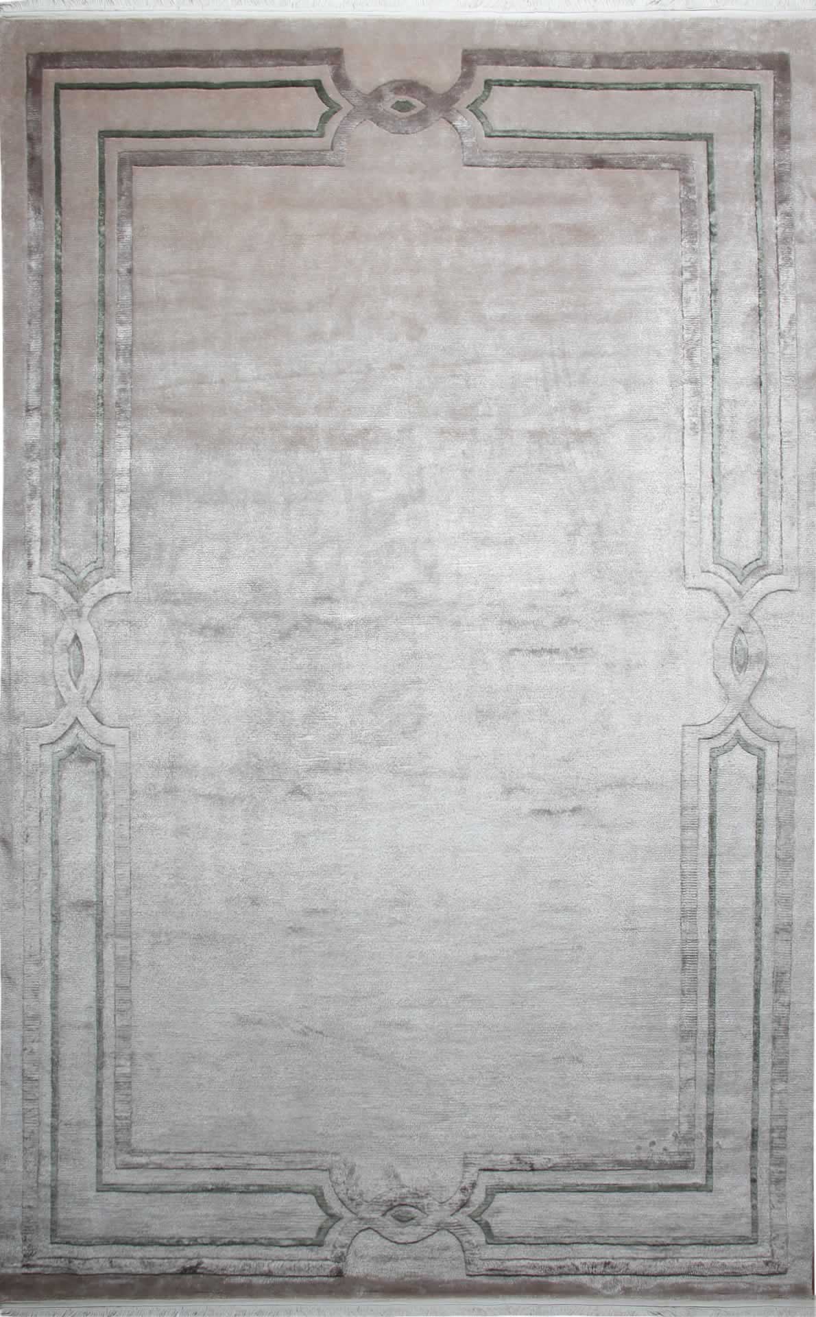 Handmade Wool Rug - Beige Geometric Viscose Area Rug With Soft Texture