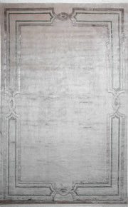 Handmade Wool Rug - Beige Geometric Viscose Area Rug With Soft Texture