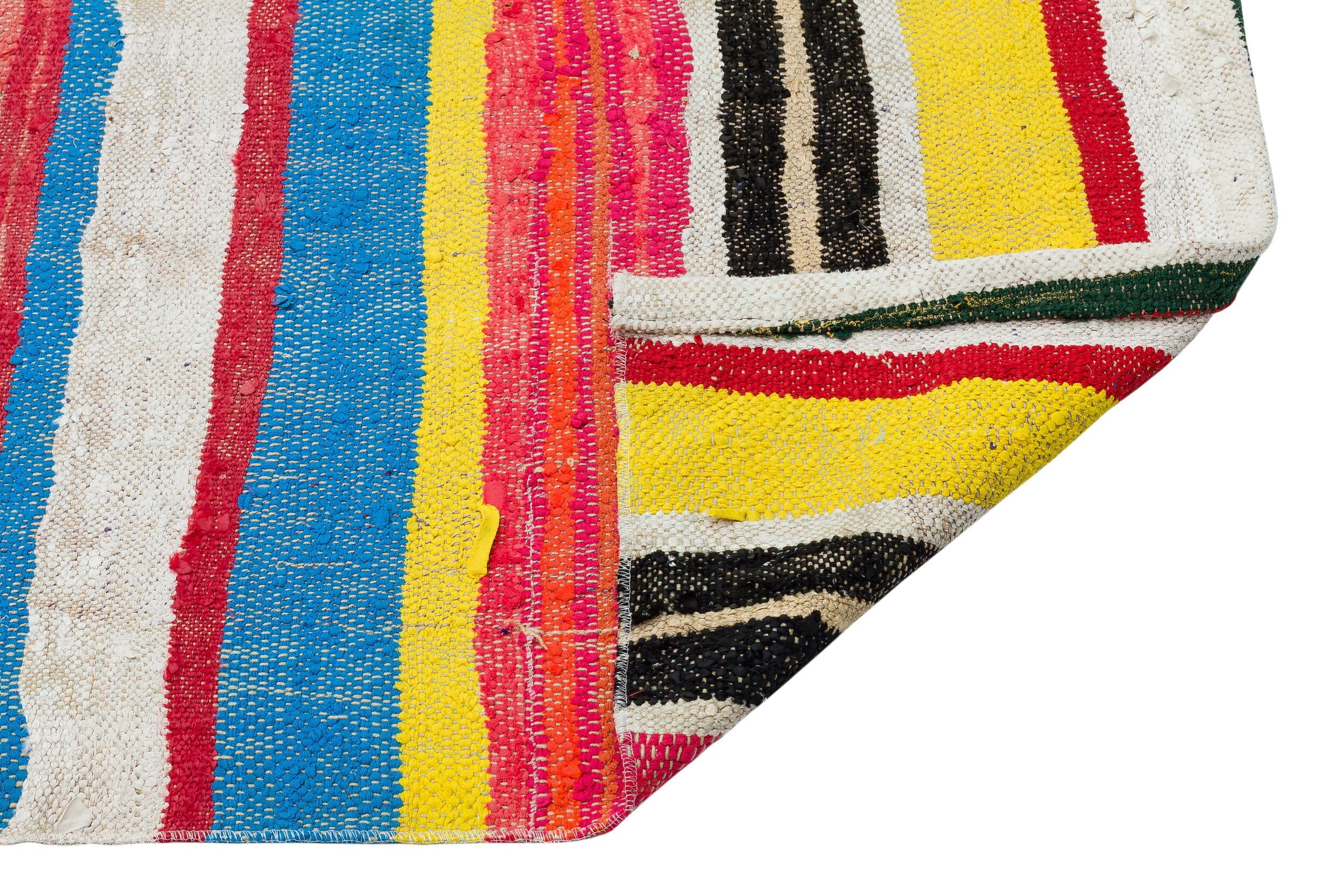 Girit Beige Striped Wool Handmade Area Rug 4'10" x 10'11"