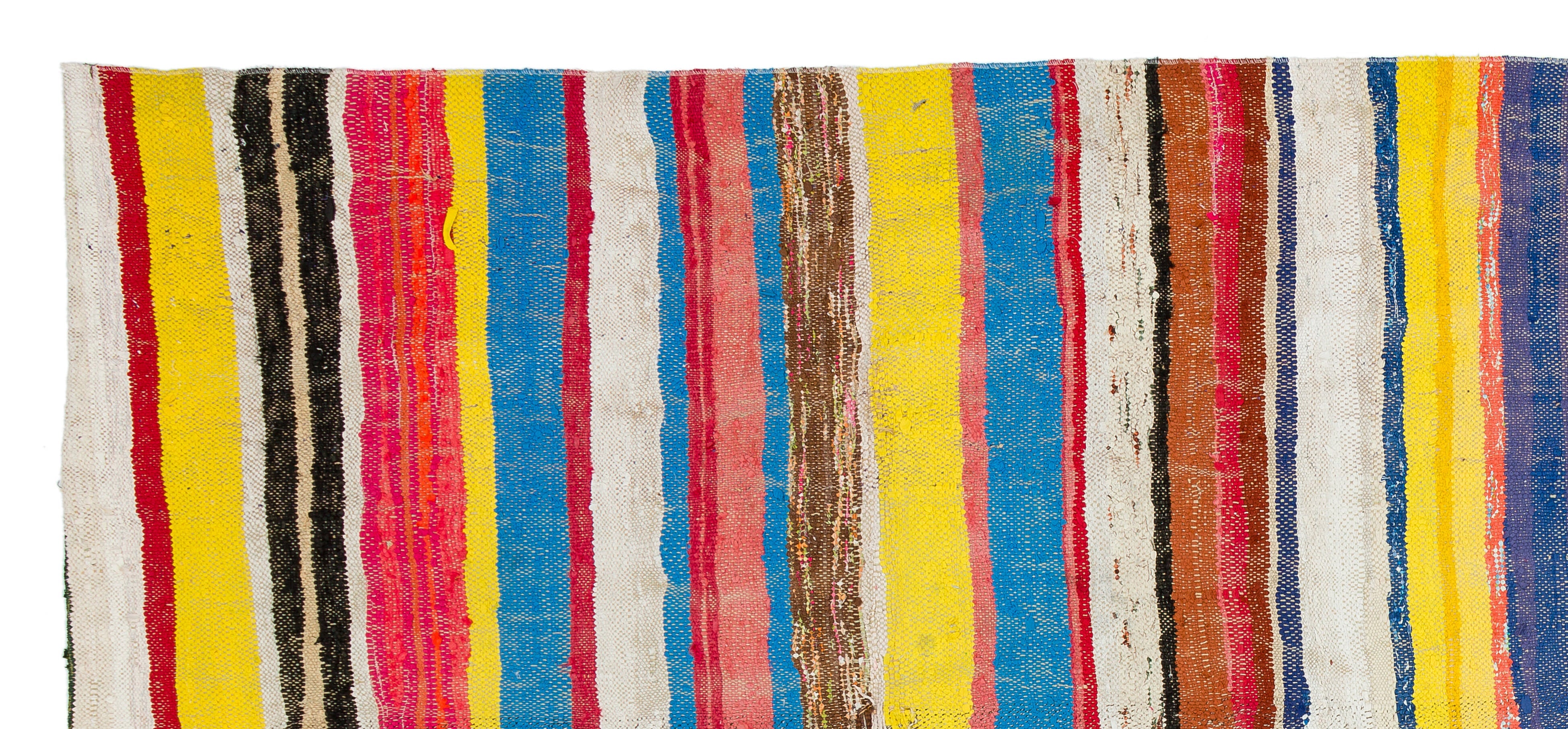 Girit Beige Striped Wool Handmade Area Rug 4'10" x 10'11"