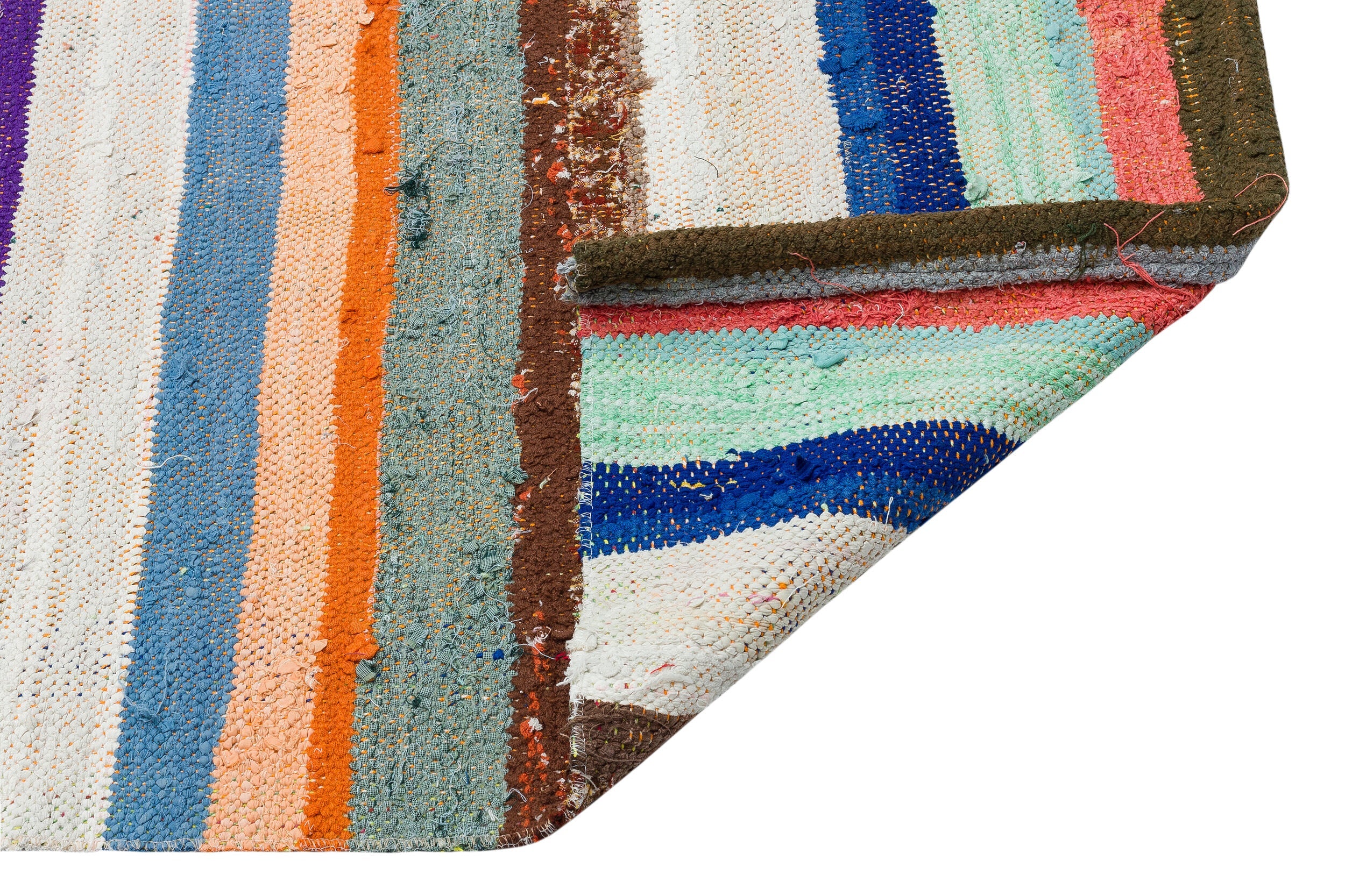 Girit Beige Striped Wool Handmade Area Rug 6'4" x 8'10"
