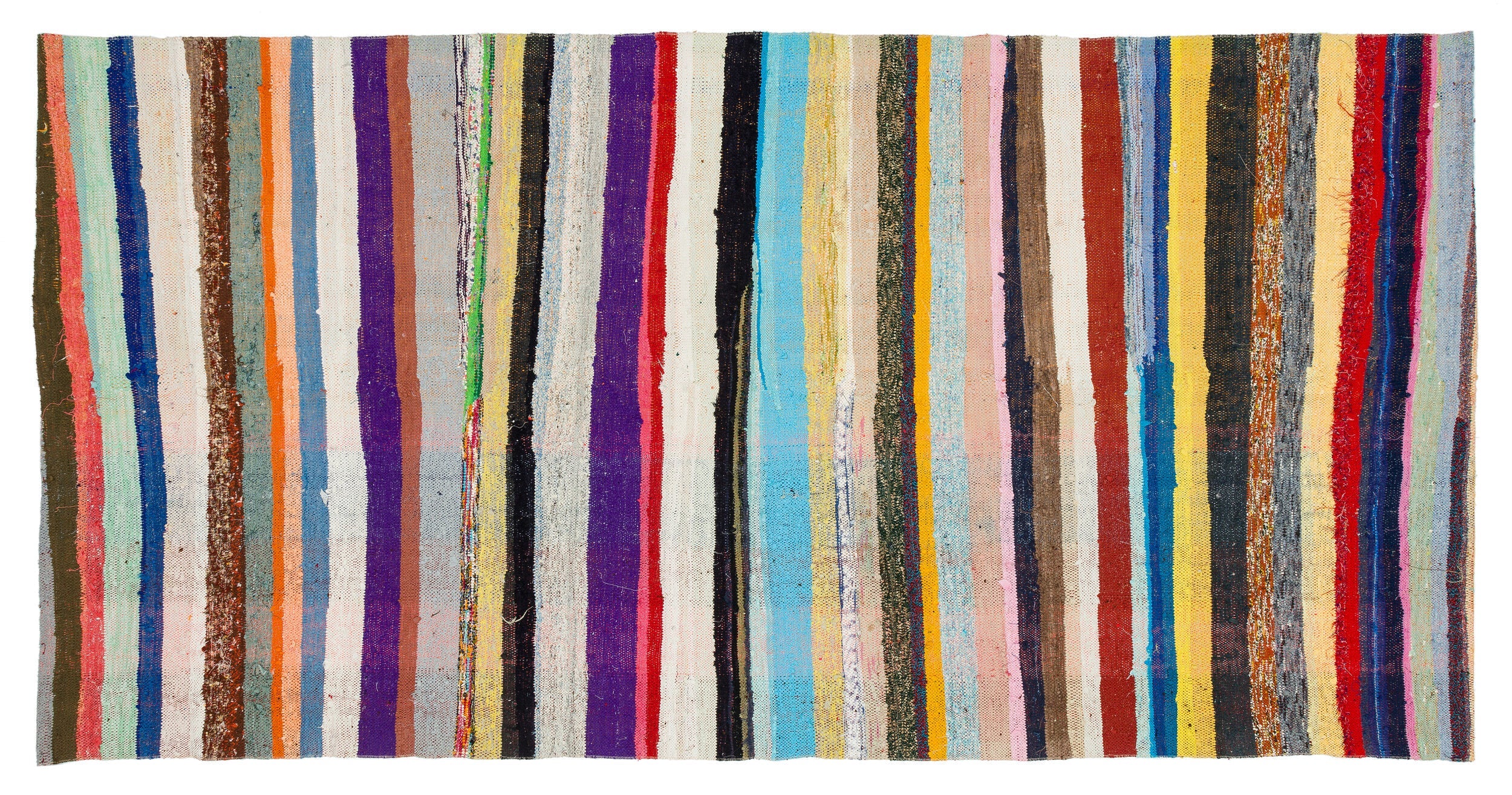 Girit Beige Striped Wool Handmade Area Rug 6'4" x 8'10"