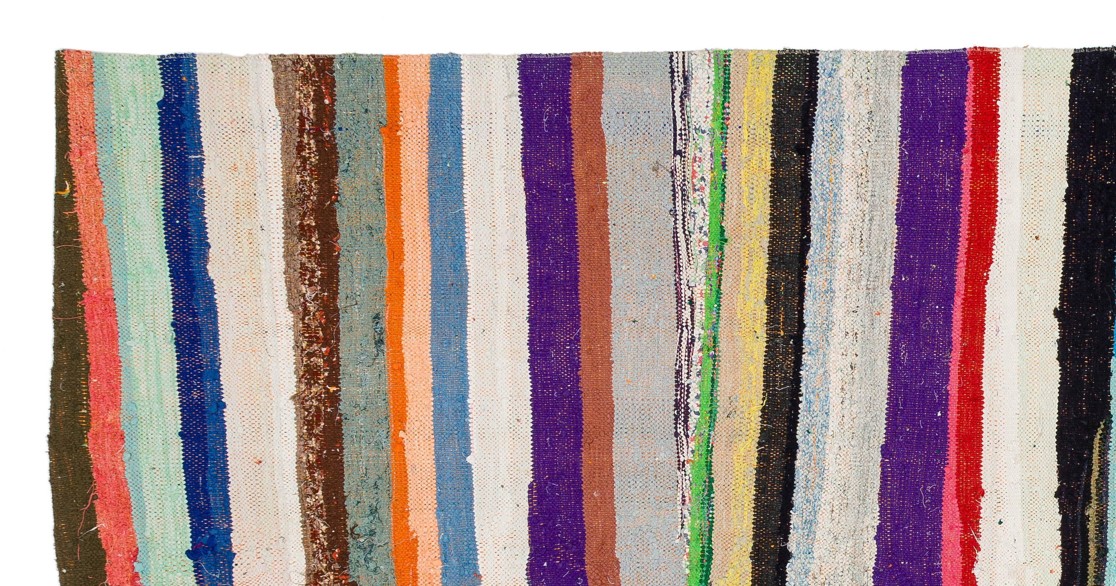 Girit Beige Striped Wool Handmade Area Rug 6'4" x 8'10"