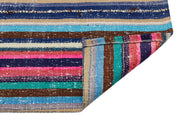 Girit Blue Striped Wool Handmade Area Rug 5'2" x 4'4"