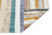 Girit Beige Striped Wool Handmade Area Rug 5'3" x 9'3"