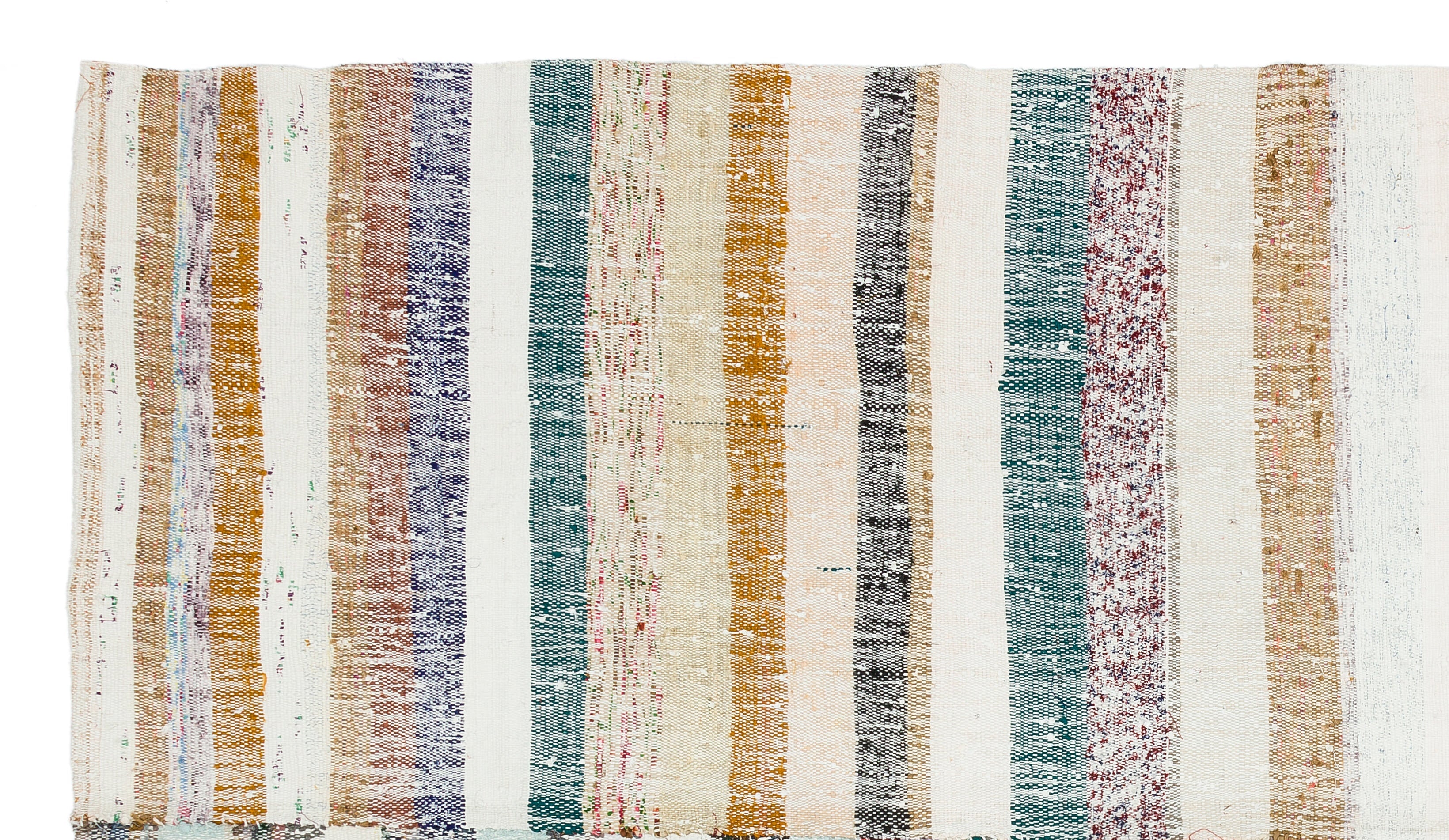 Girit Beige Striped Wool Handmade Area Rug 5'3" x 9'3"