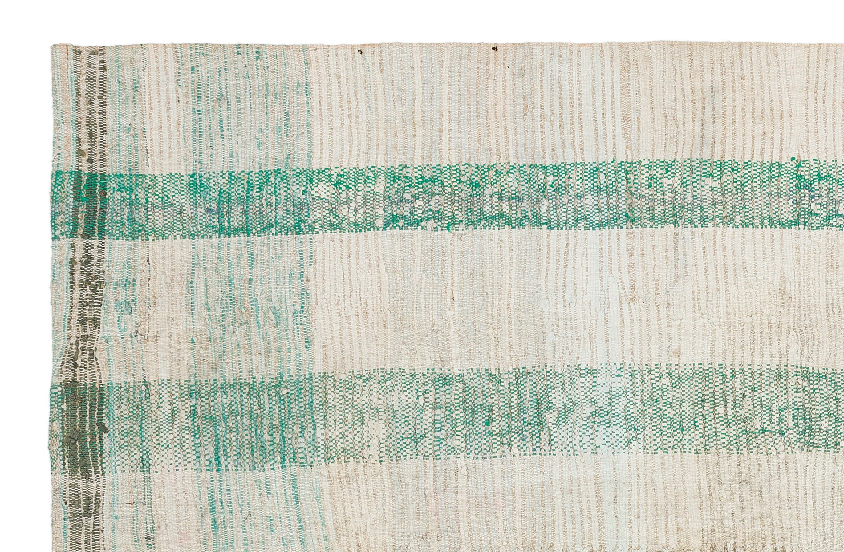 Girit 37207 Beige Striped Wool Handmade Area Rug 4'11" x 7'9"
