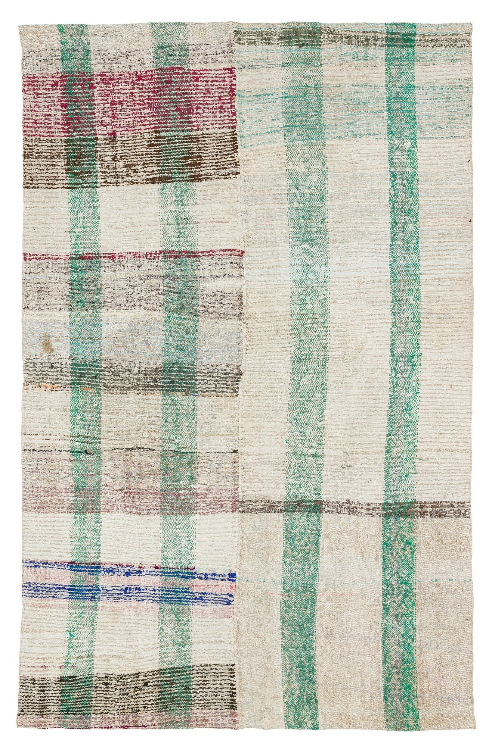 Girit 37207 Beige Striped Wool Handmade Area Rug 4'11" x 7'9"