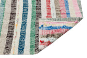 Girit Beige Striped Wool Handmade Area Rug 6'2" x 8'4"