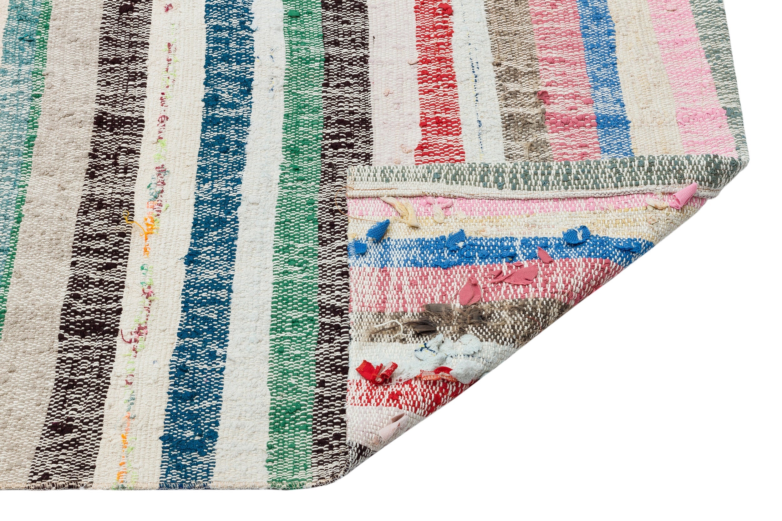 Girit Beige Striped Wool Handmade Area Rug 6'2" x 8'4"