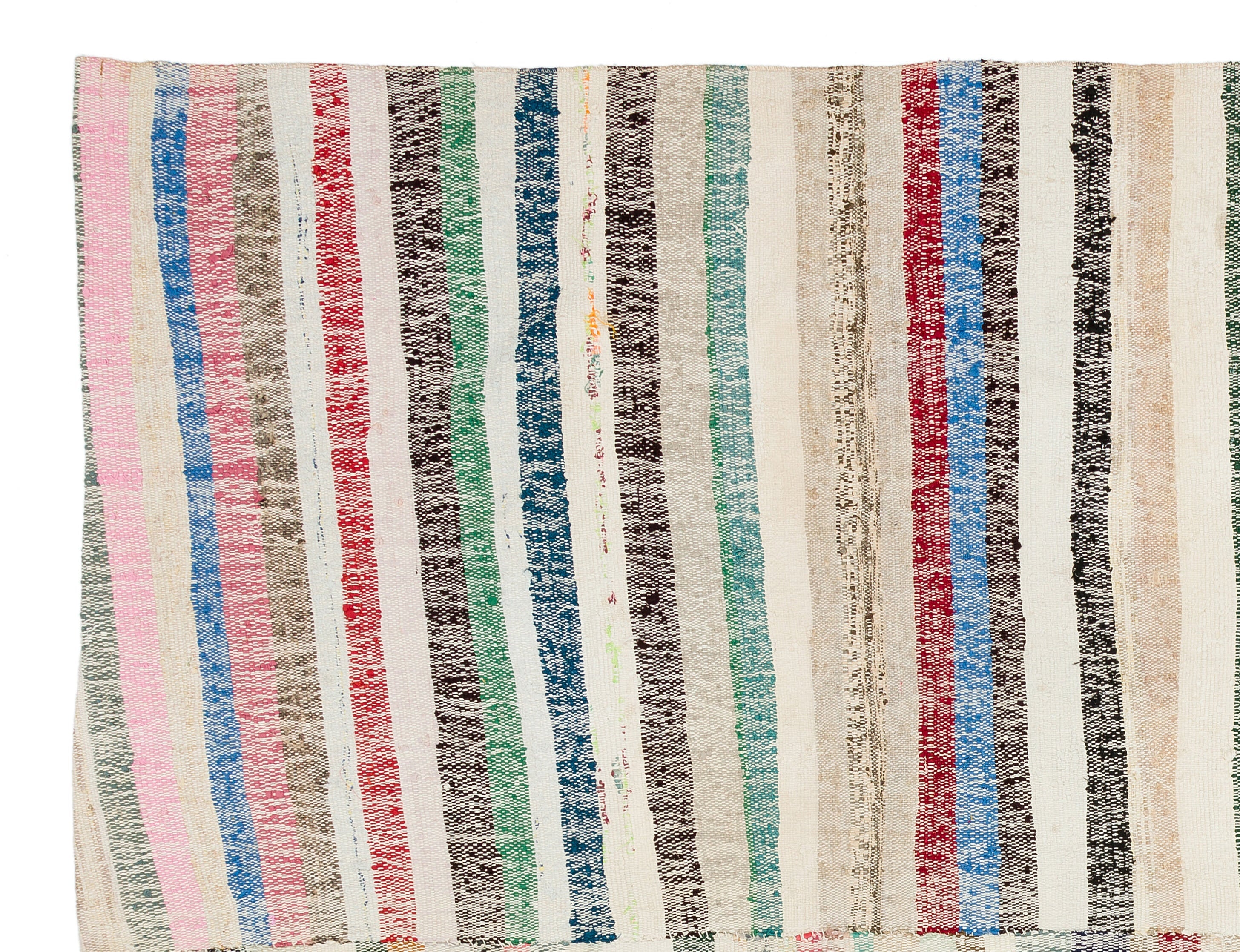 Girit Beige Striped Wool Handmade Area Rug 6'2" x 8'4"