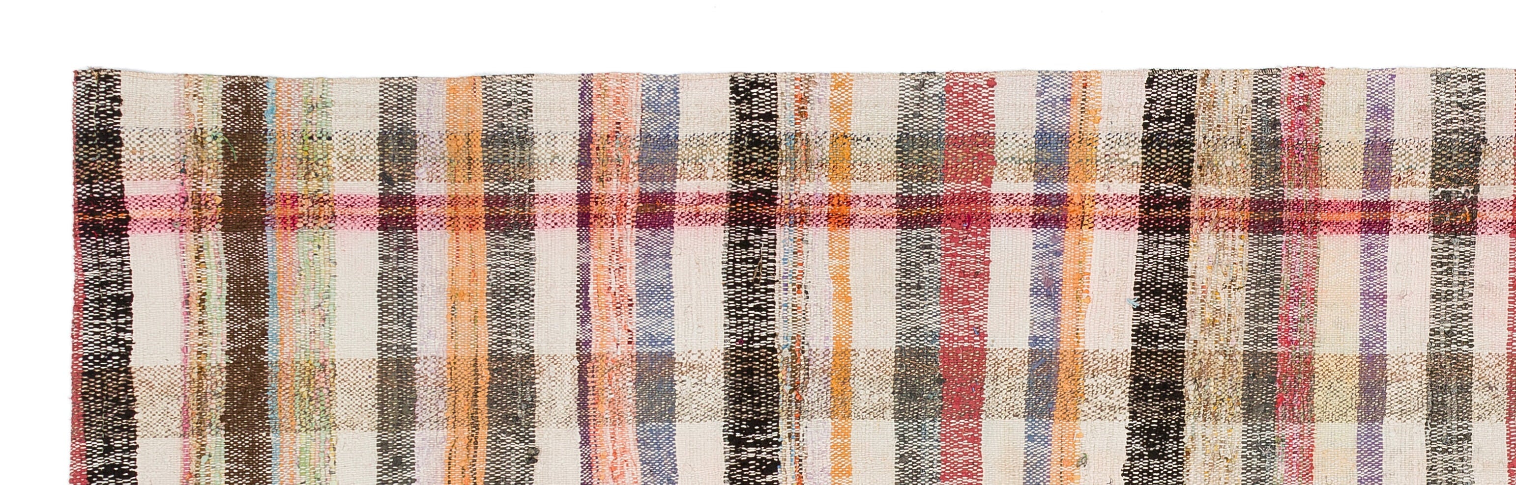 Girit Beige Striped Wool Handmade Area Rug 2'6" x 8'9"