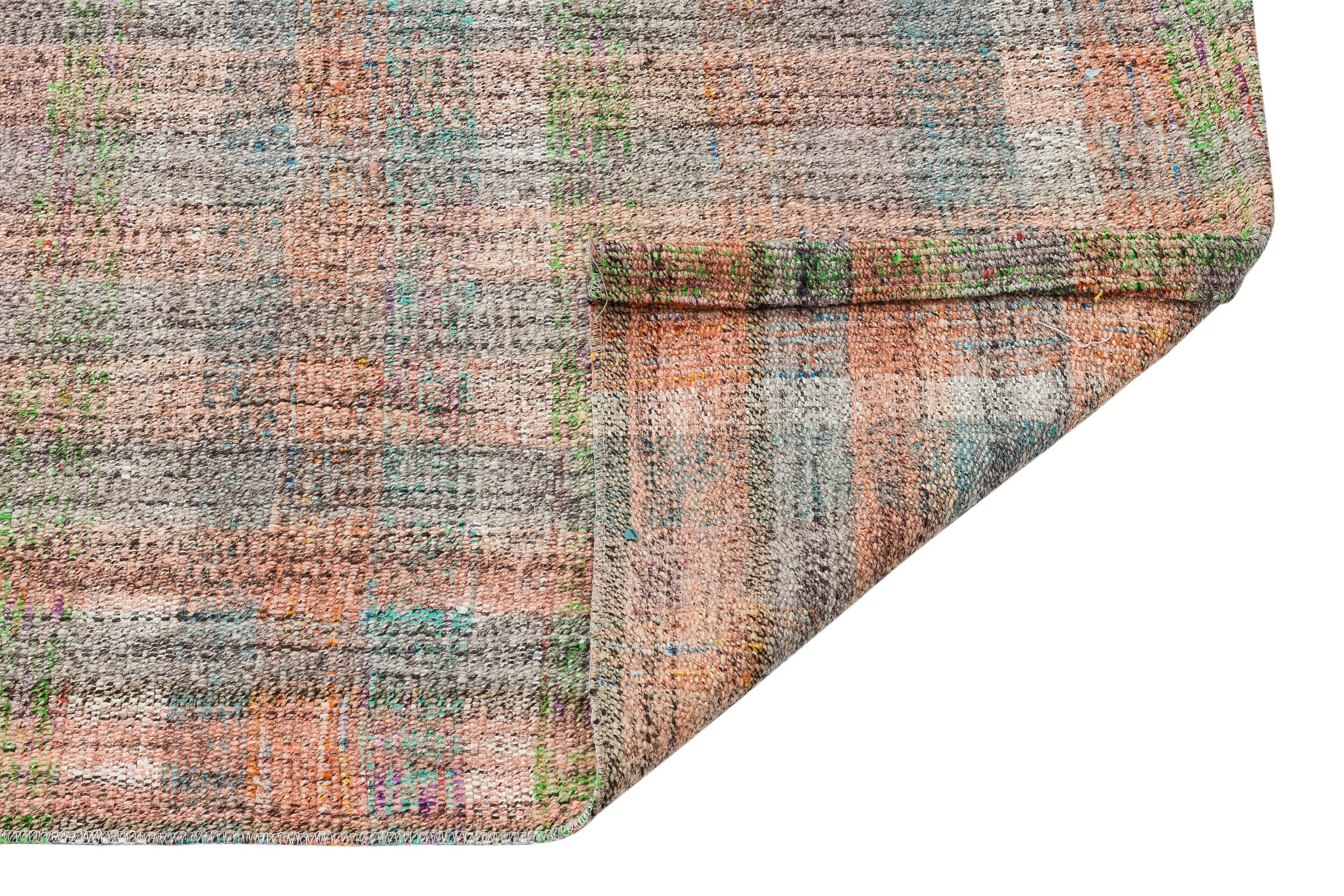 Girit Orange Striped Wool Handmade Area Rug 2'11" x 7'8"