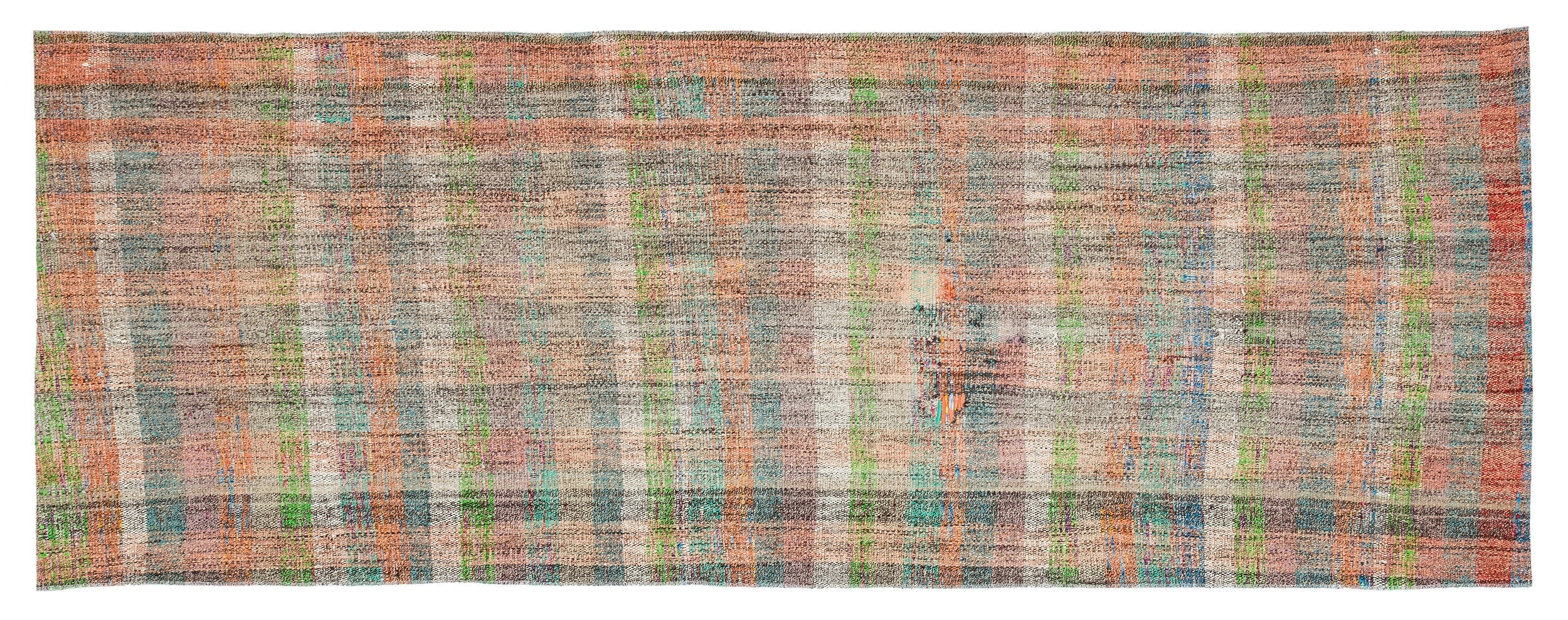 Girit Orange Striped Wool Handmade Area Rug 2'11" x 7'8"
