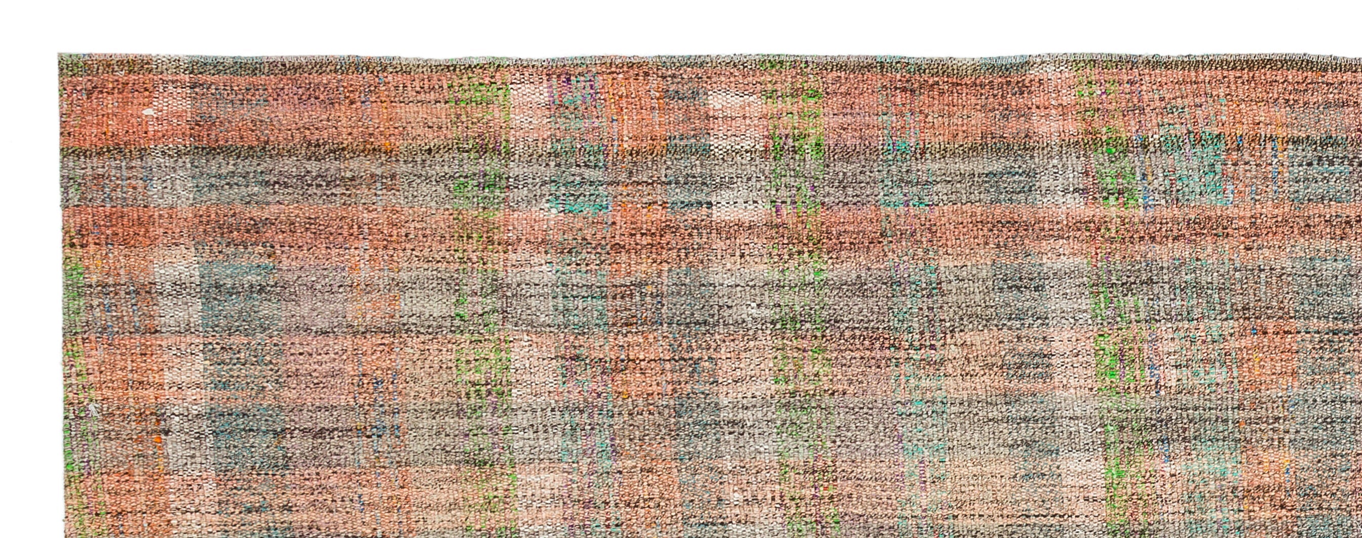 Girit Orange Striped Wool Handmade Area Rug 2'11" x 7'8"