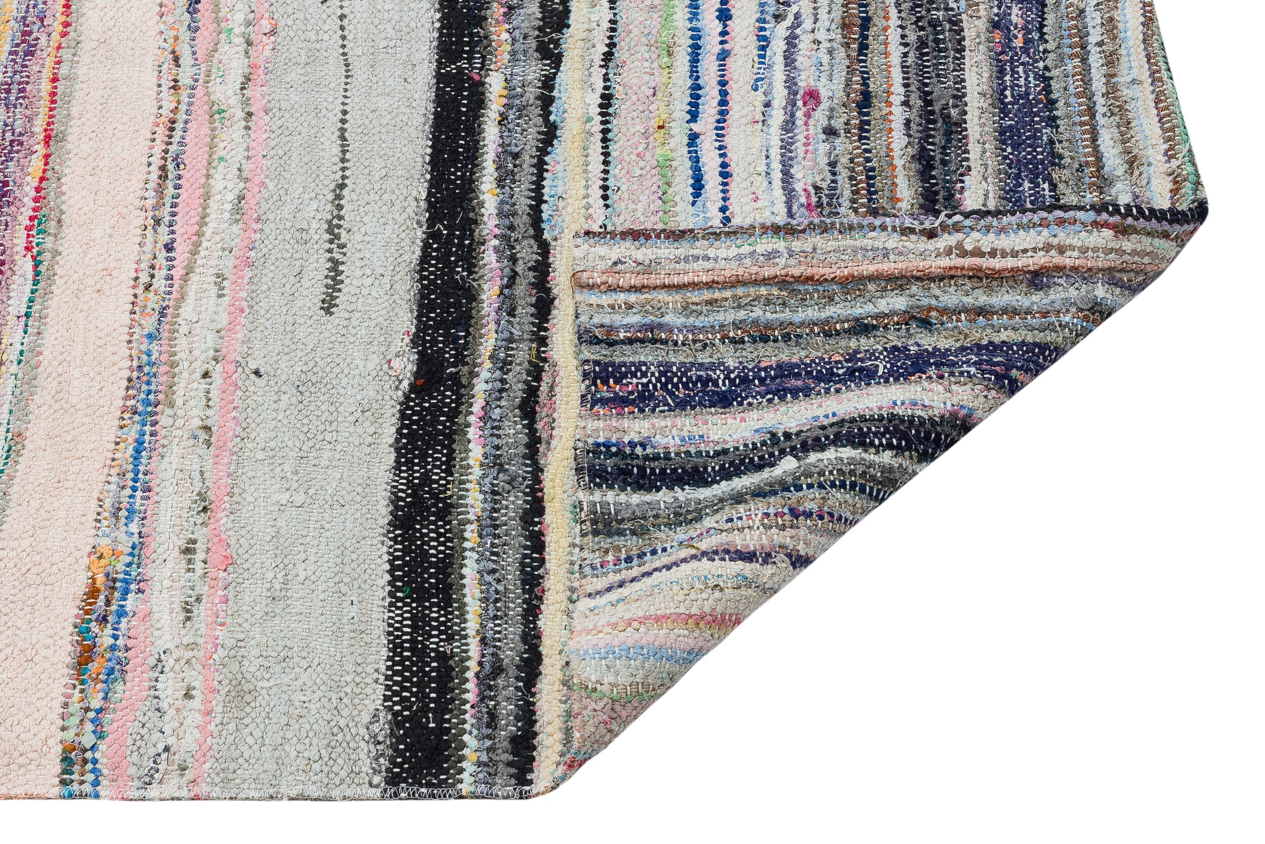 Girit Beige Striped Wool Handmade Area Rug 4'4" x 9'7"