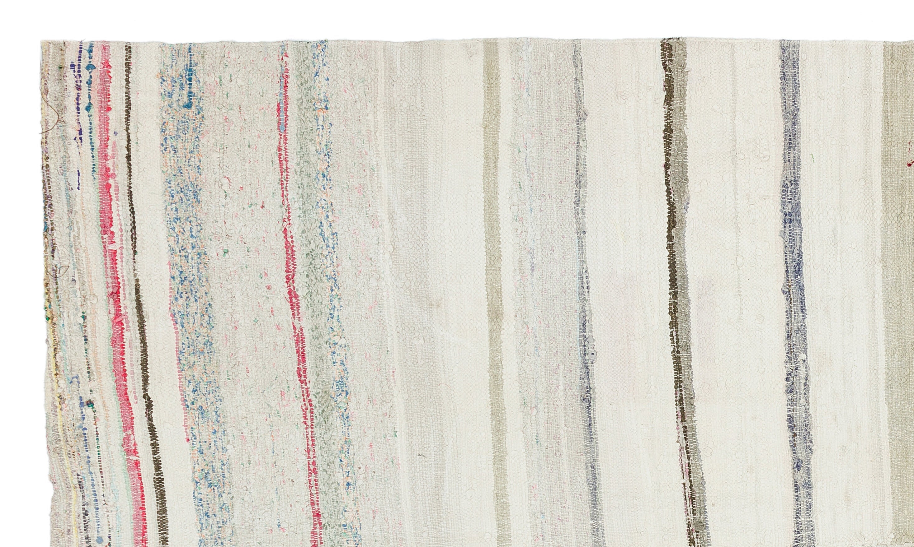 Girit Beige Striped Wool Handmade Area Rug 4'11" x 8'4"