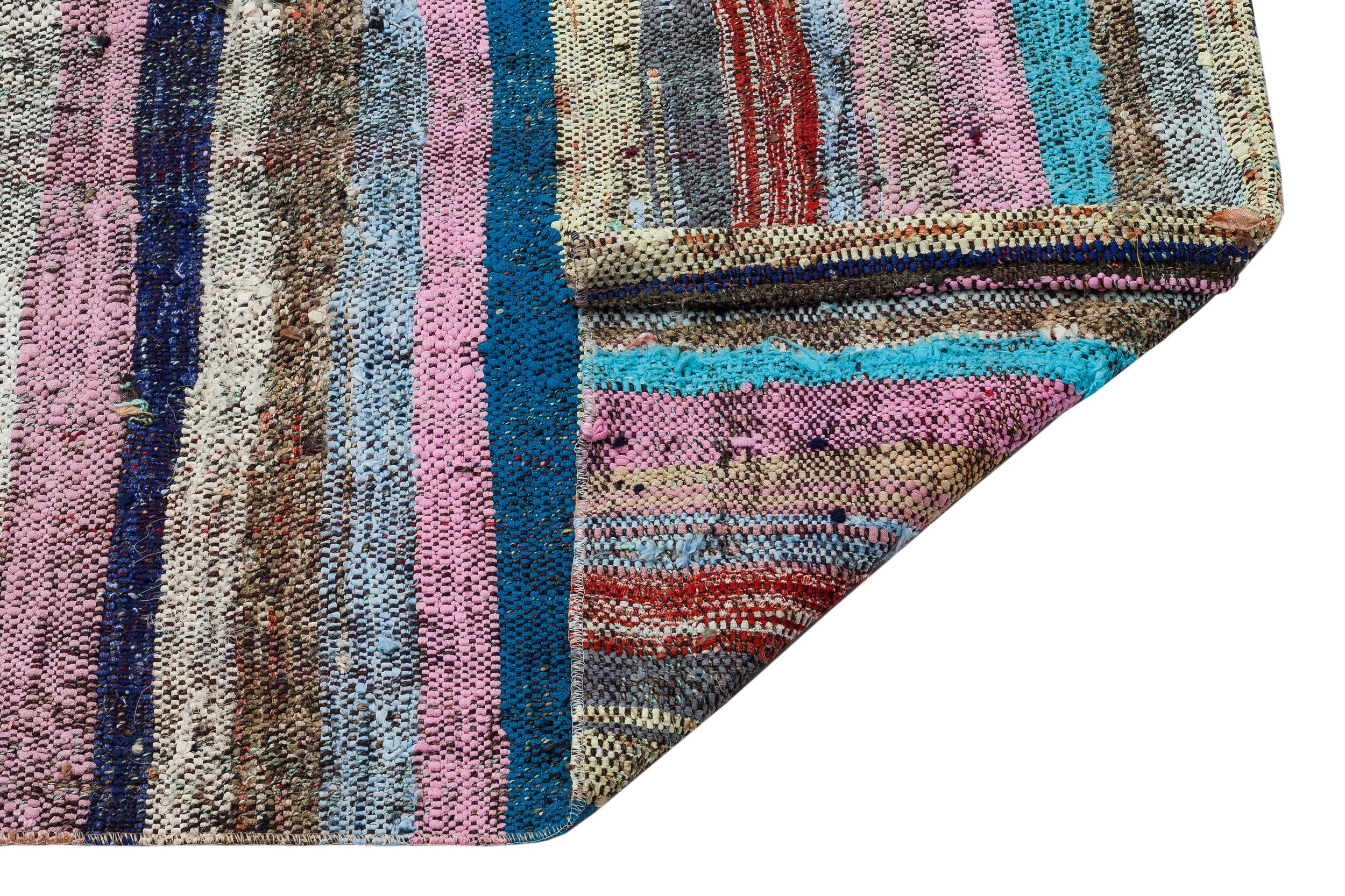 Girit Beige Striped Wool Handmade Area Rug 5'7" x 9'9"