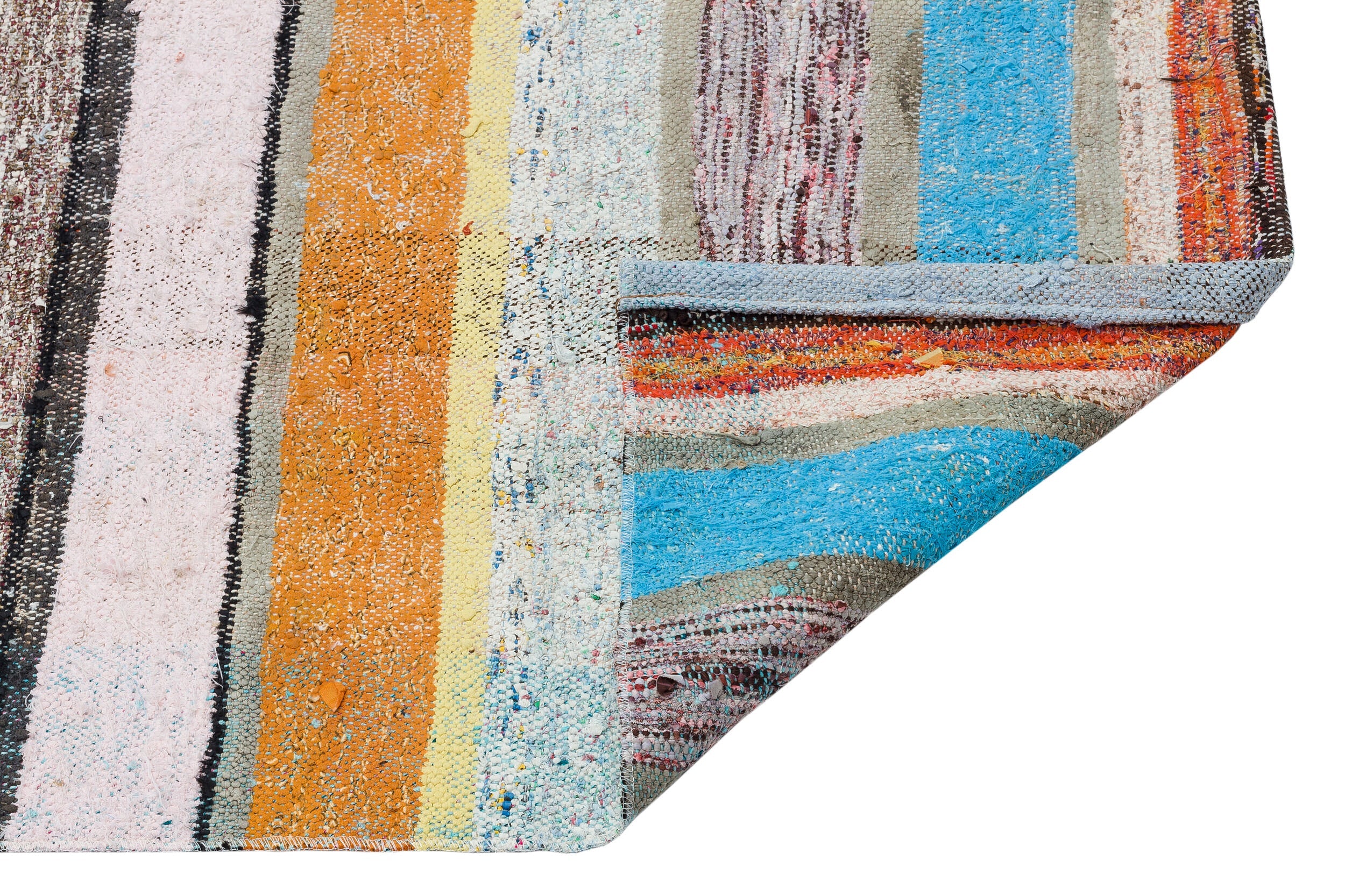 Girit Beige Striped Wool Handmade Area Rug 4'3" x 9'4"