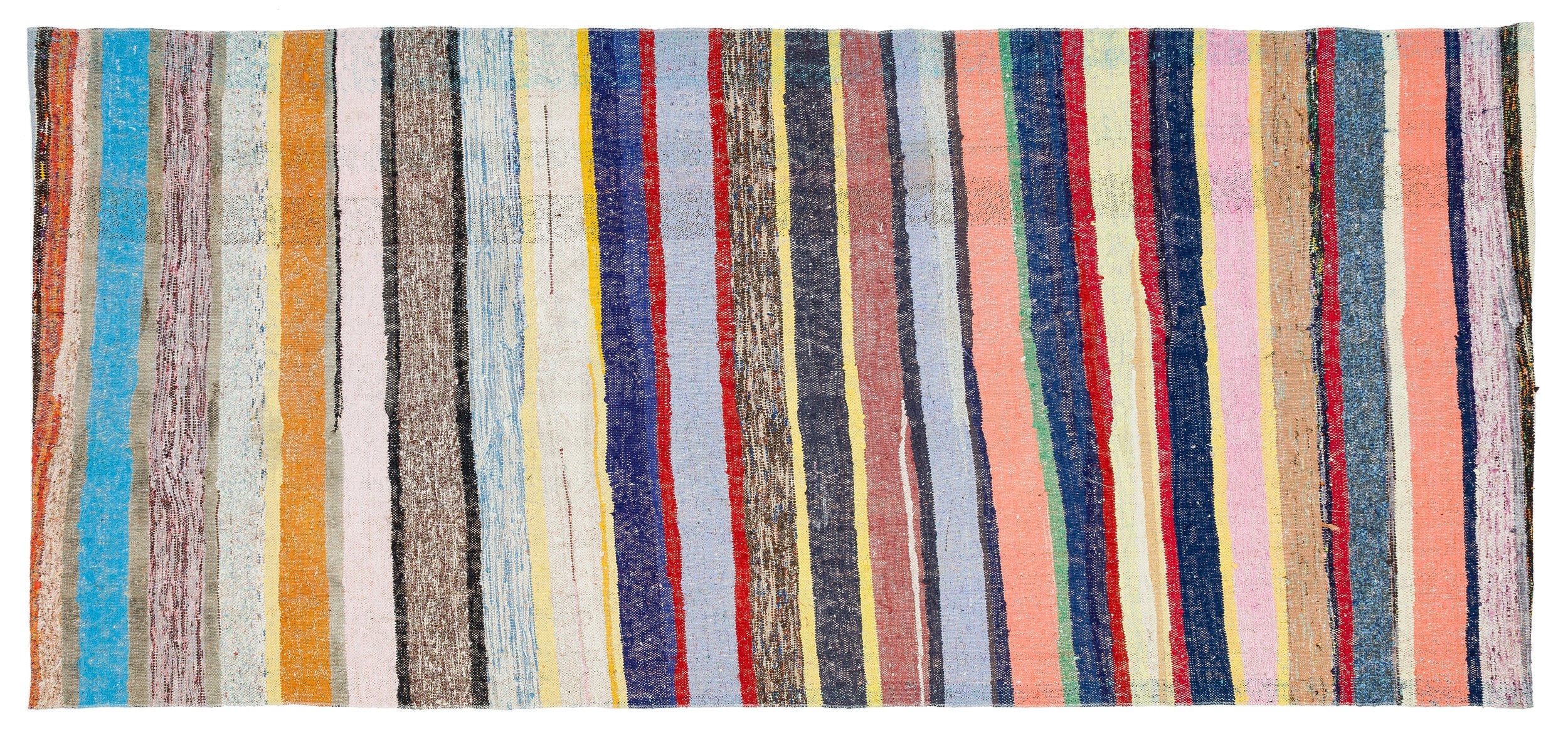 Girit Beige Striped Wool Handmade Area Rug 4'3" x 9'4"