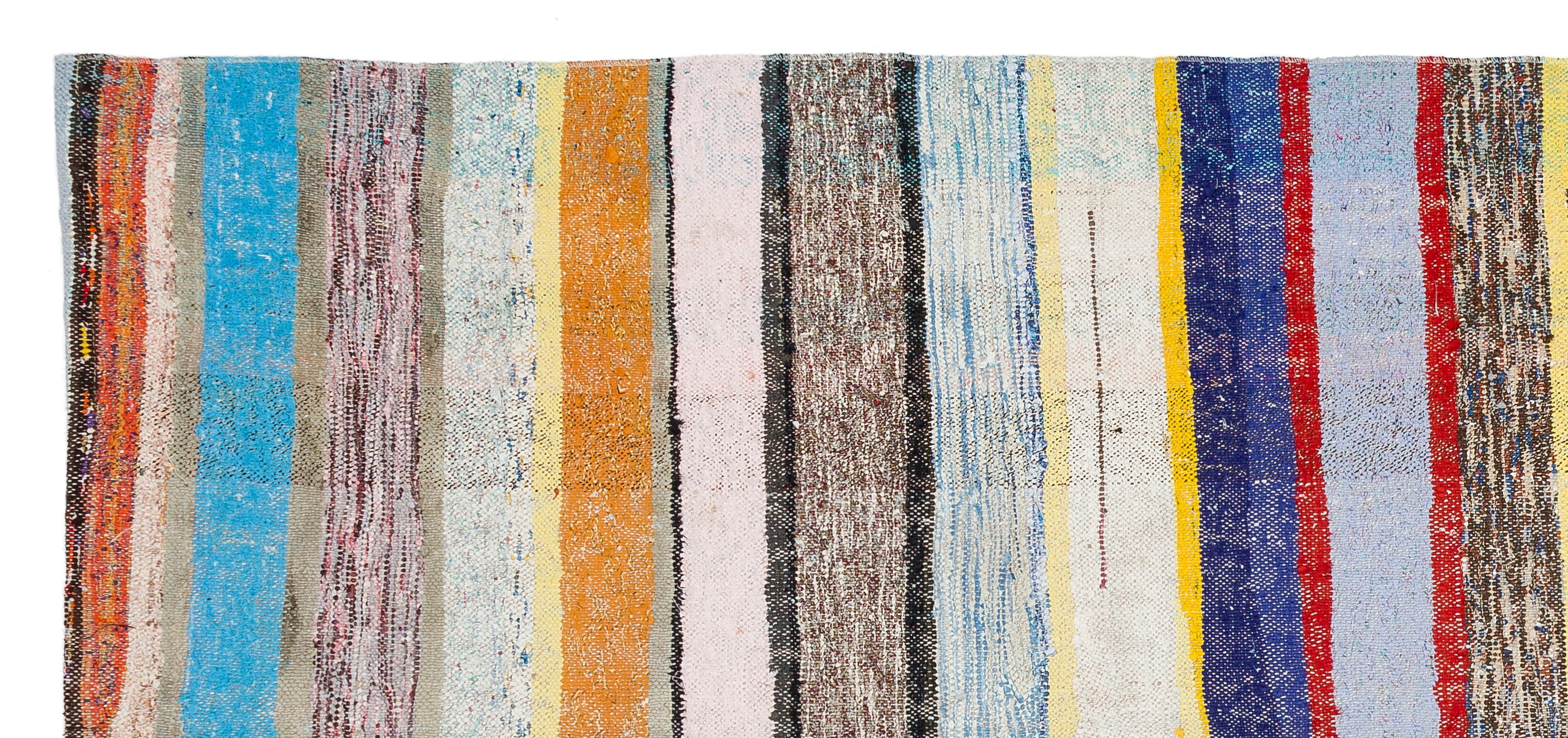 Girit Beige Striped Wool Handmade Area Rug 4'3" x 9'4"