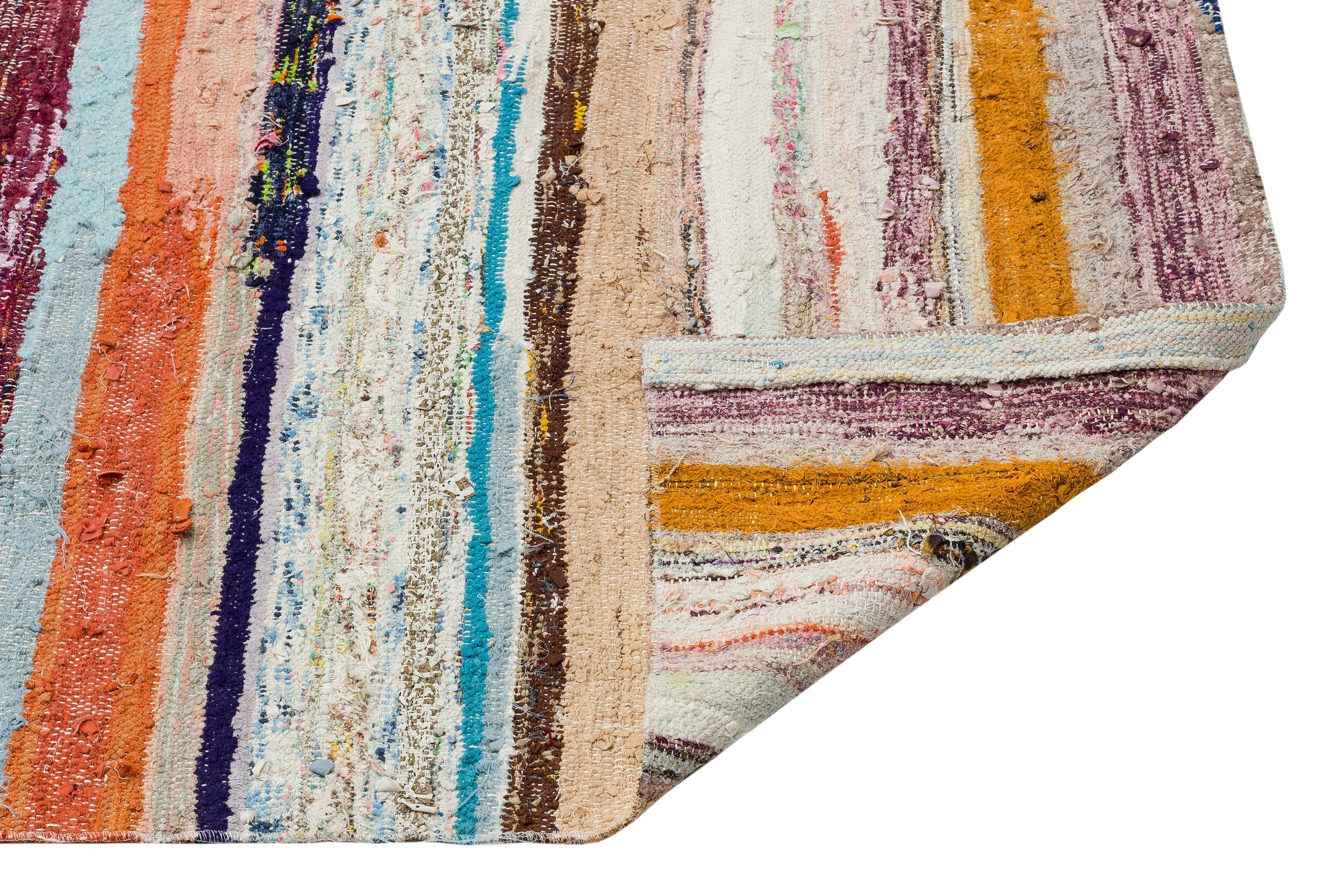 Girit Beige Striped Wool Handmade Area Rug 5'0" x 10'9"