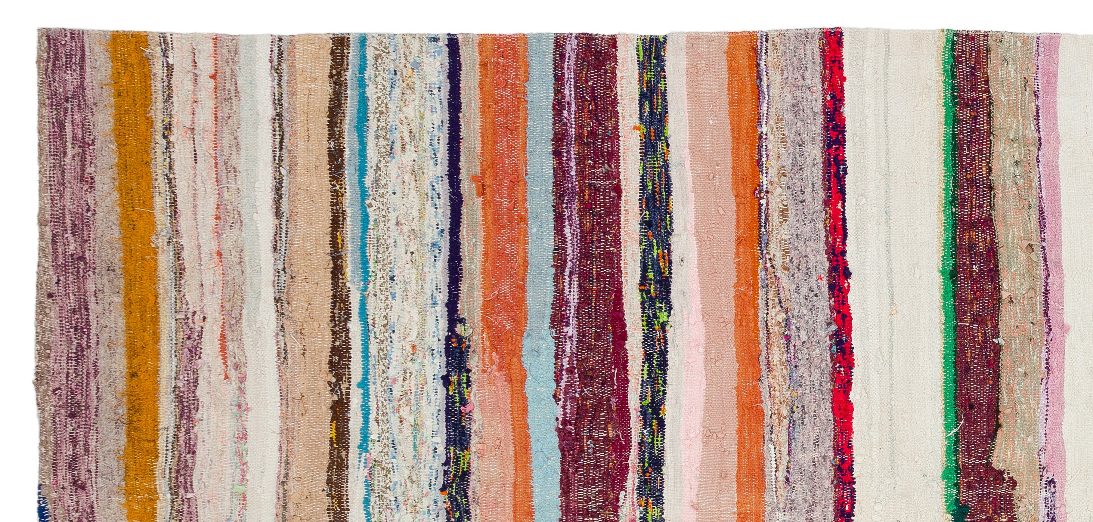 Girit Beige Striped Wool Handmade Area Rug 5'0" x 10'9"