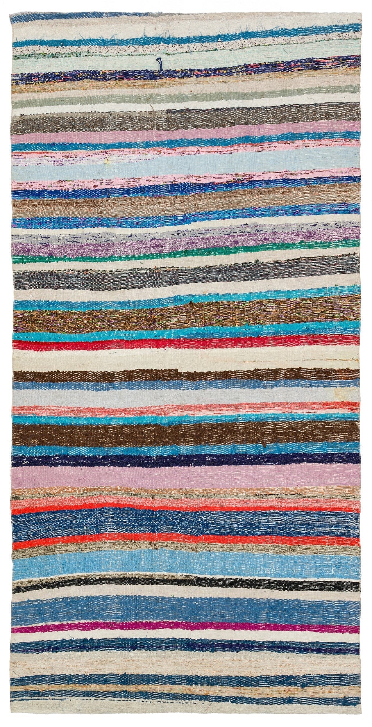 Girit Beige Striped Wool Handmade Area Rug 4'11" x 9'11"