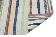 Girit Beige Striped Wool Handmade Area Rug 4'9" x 10'4"