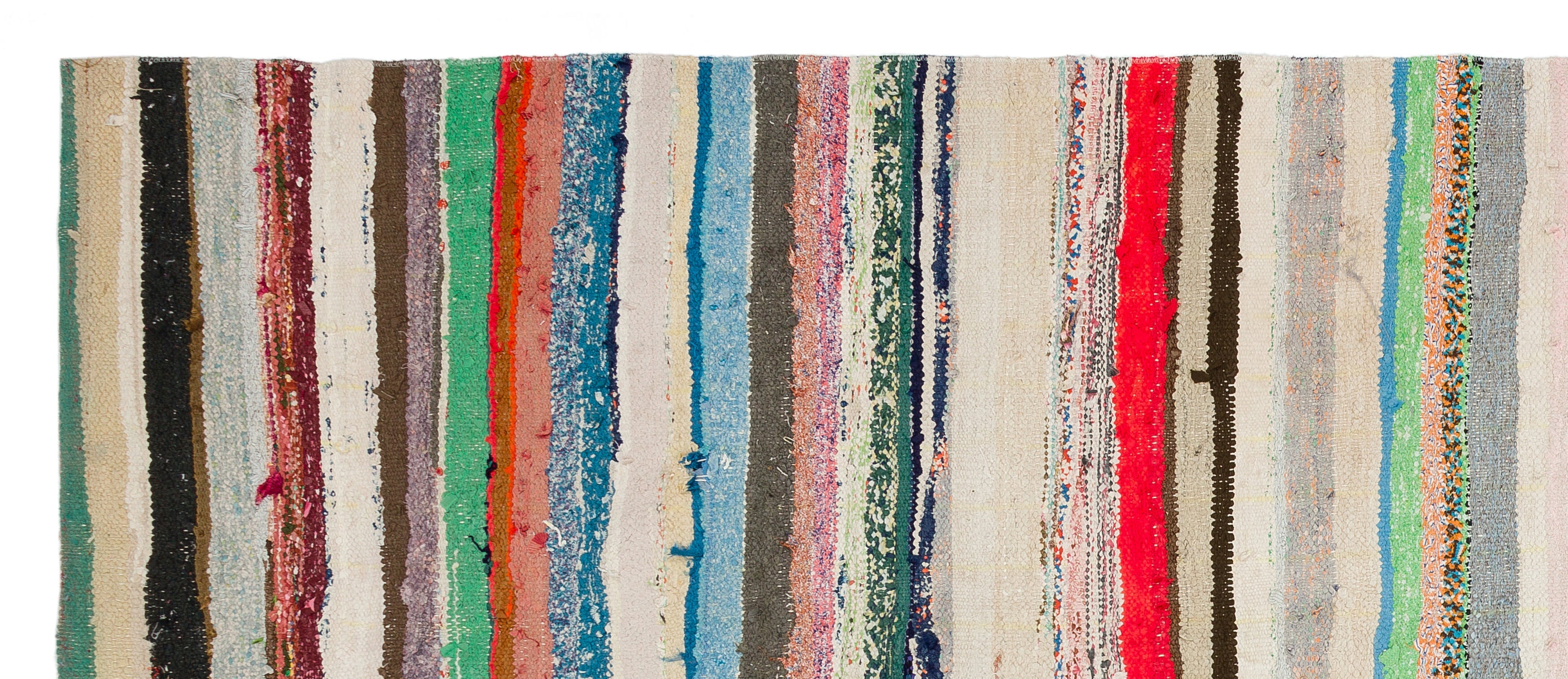 Girit Beige Striped Wool Handmade Area Rug 5'2" x 8'5"