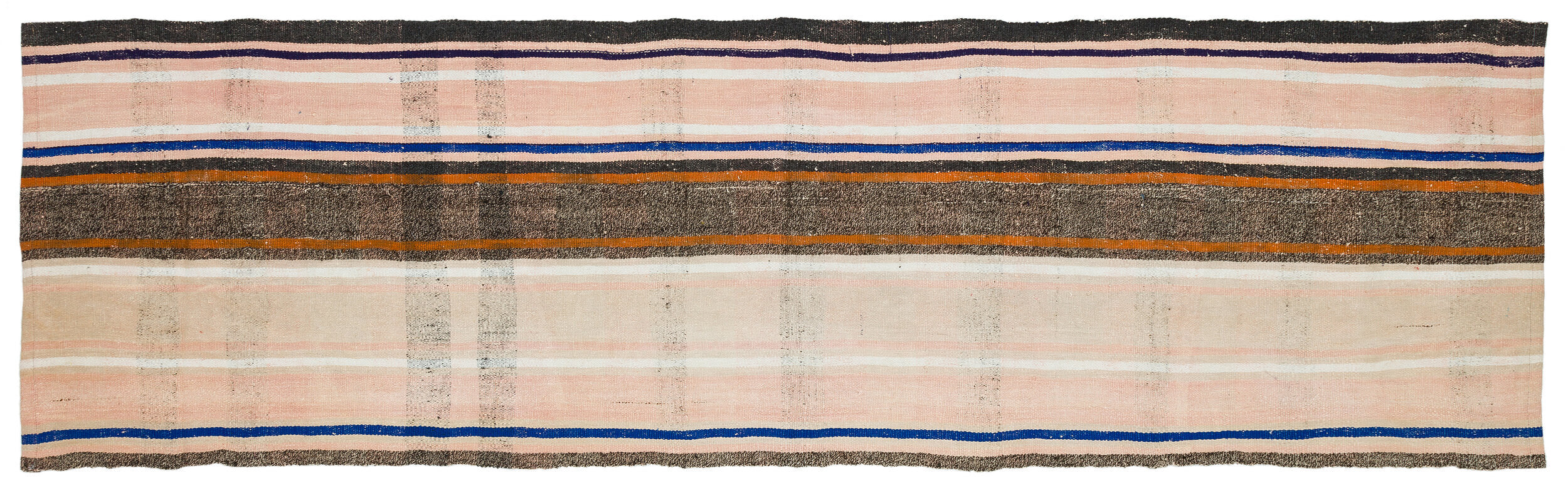 Girit Beige Striped Wool Handmade Area Rug 3'0" x 10'4"