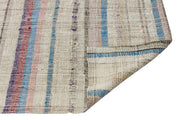 Girit Beige Striped Wool Handmade Area Rug 3'1" x 10'8"