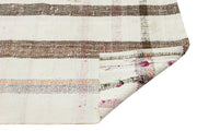 Girit Beige Striped Wool Handmade Area Rug 5'6" x 8'7"