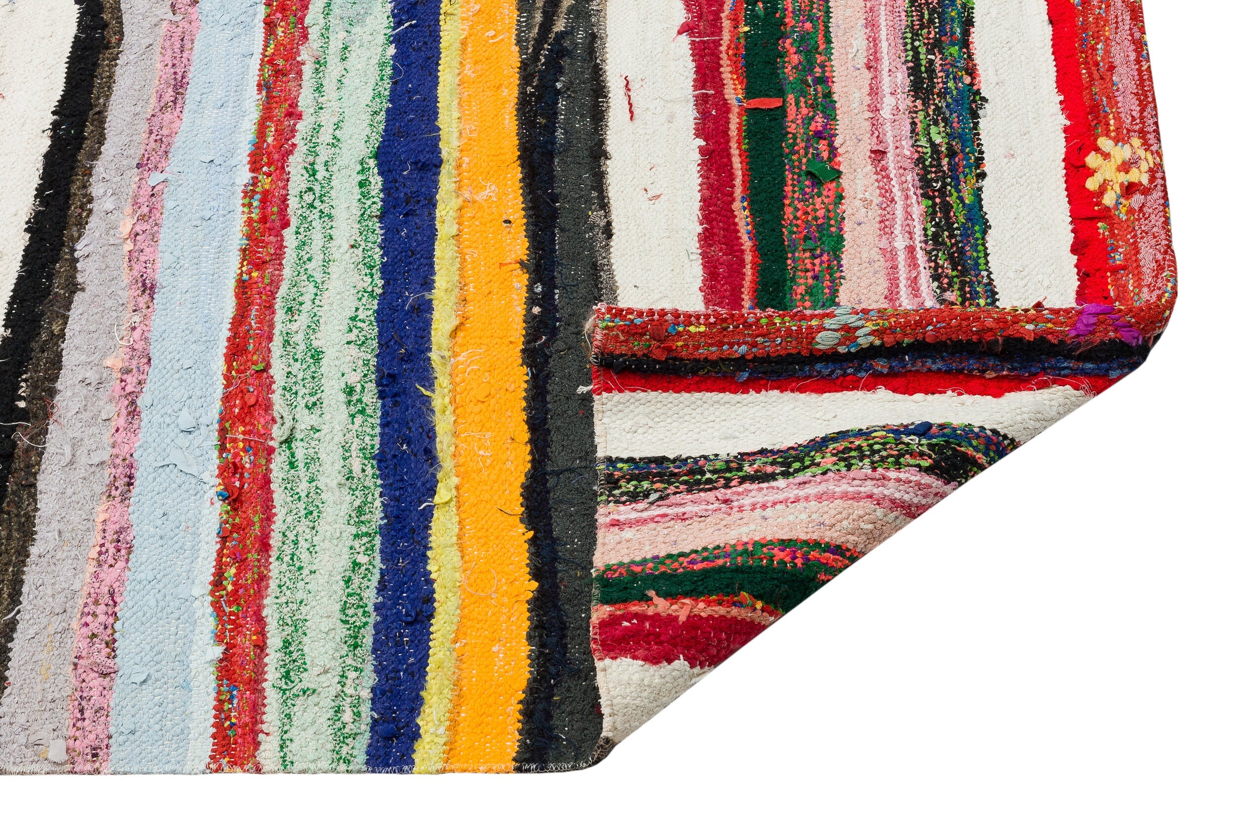 Girit Beige Striped Wool Handmade Area Rug 5'3" x 11'3"