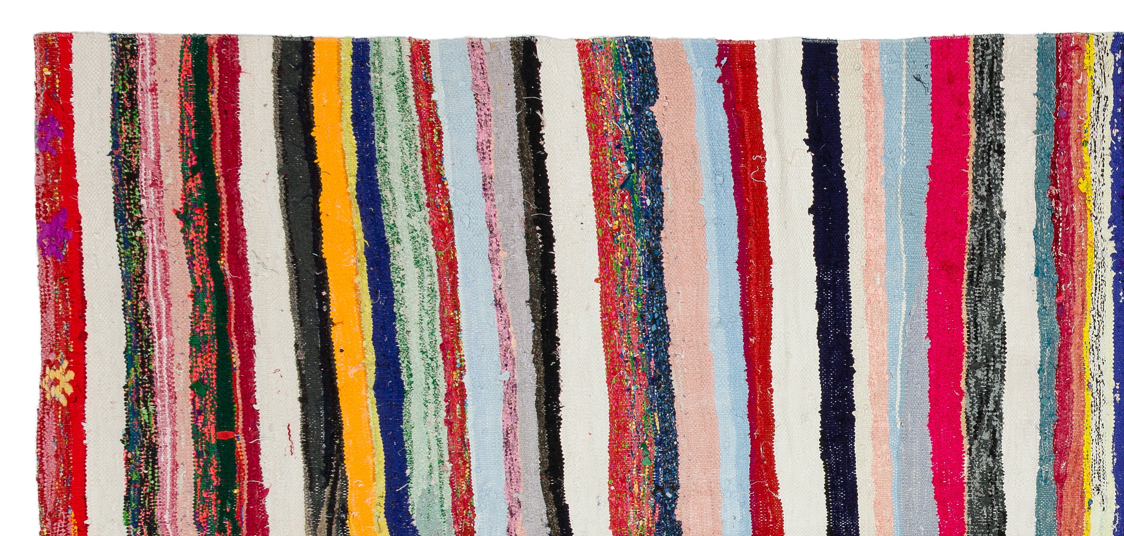 Girit Beige Striped Wool Handmade Area Rug 5'3" x 11'3"