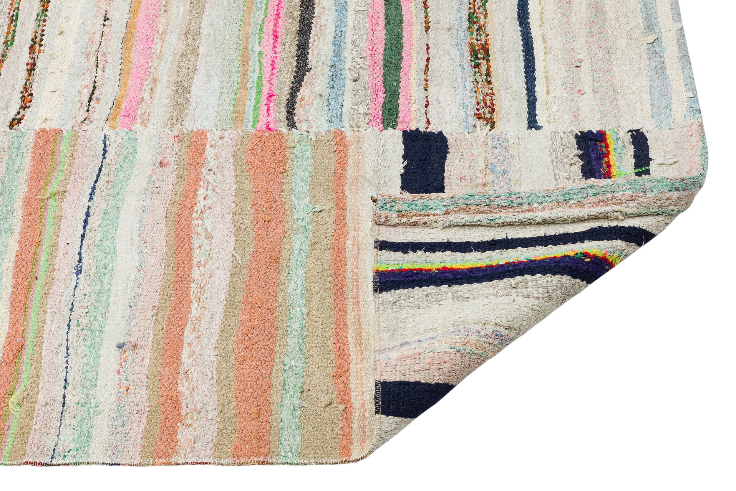 Girit Beige Striped Wool Handmade Area Rug 3'2" x 10'6"