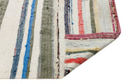 Girit Beige Striped Wool Handmade Area Rug 5'3" x 9'4"