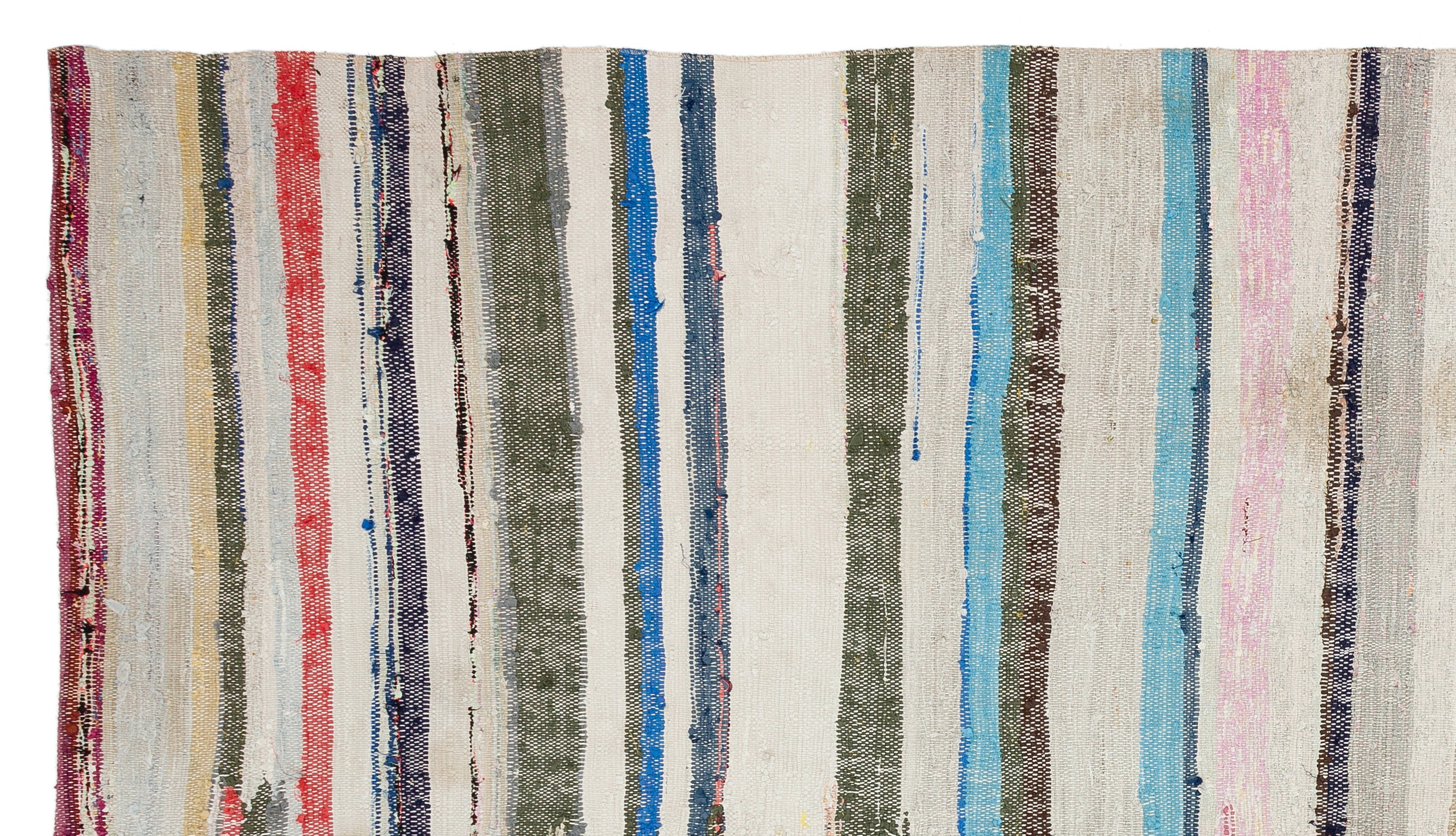 Girit Beige Striped Wool Handmade Area Rug 5'3" x 9'4"