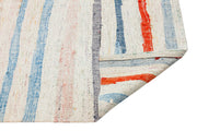 Girit Beige Striped Wool Handmade Area Rug 4'9" x 8'11"