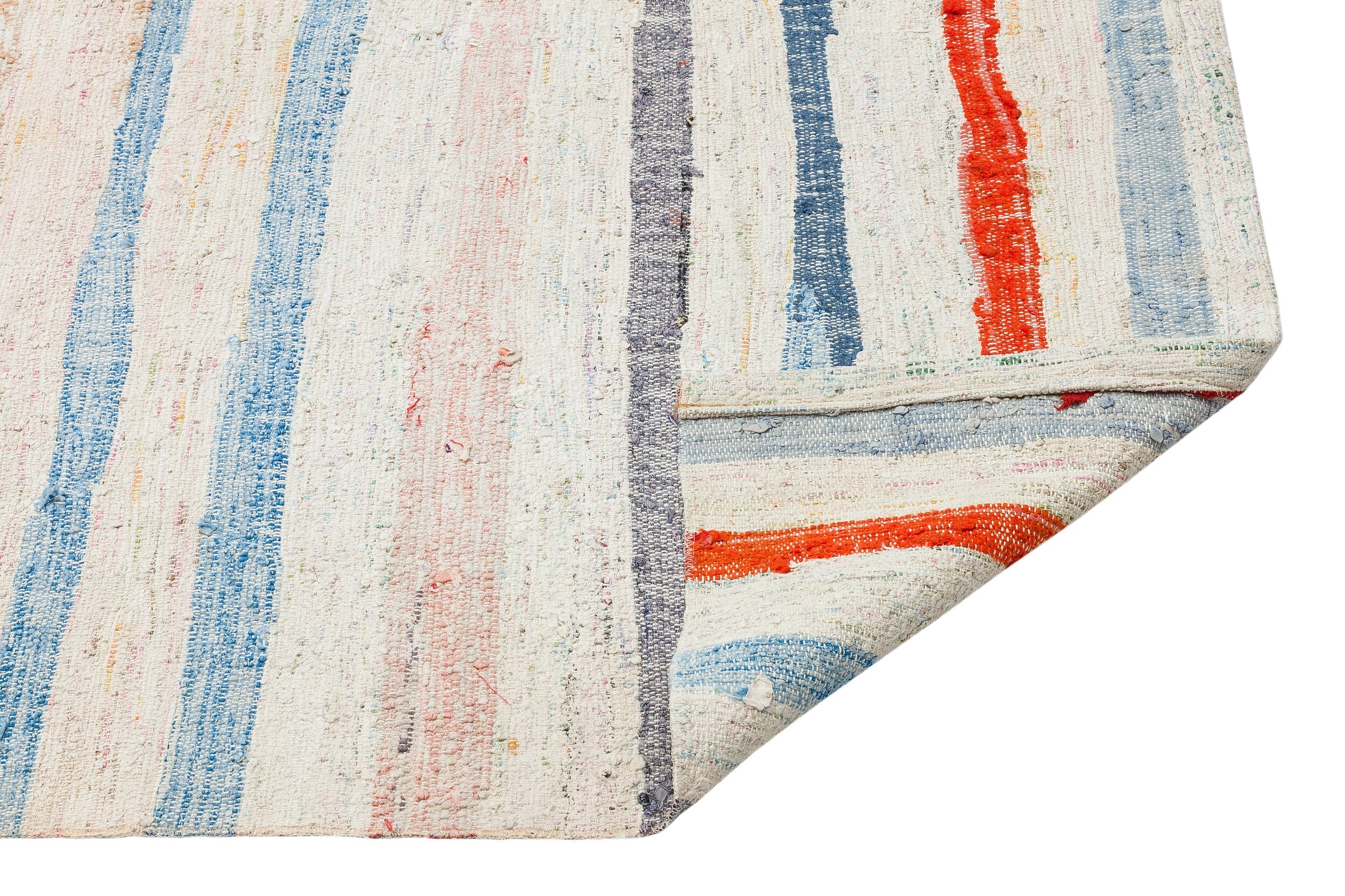 Girit Beige Striped Wool Handmade Area Rug 4'9" x 8'11"