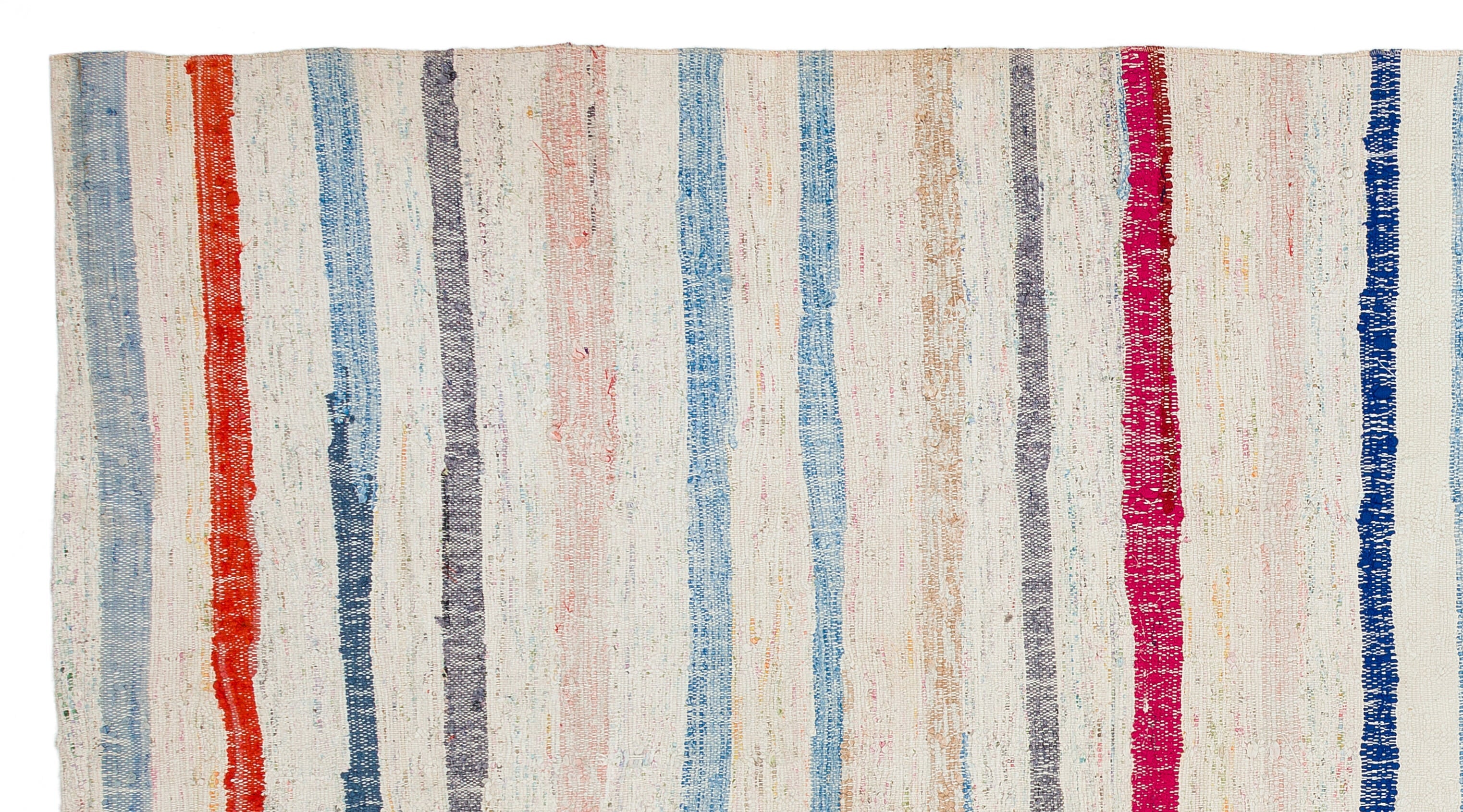Girit Beige Striped Wool Handmade Area Rug 4'9" x 8'11"