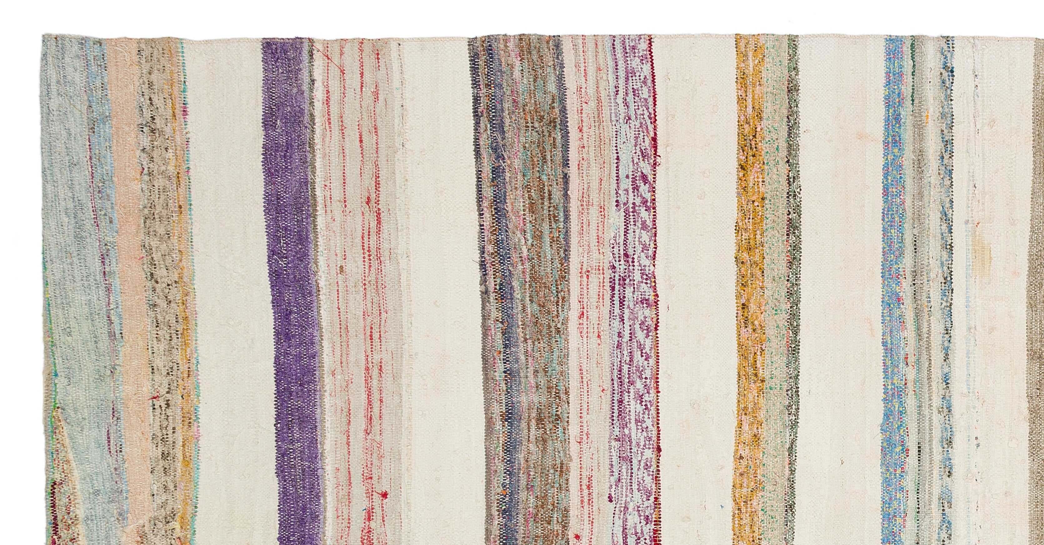 Girit Beige Striped Wool Handmade Area Rug 5'0" x 9'10"