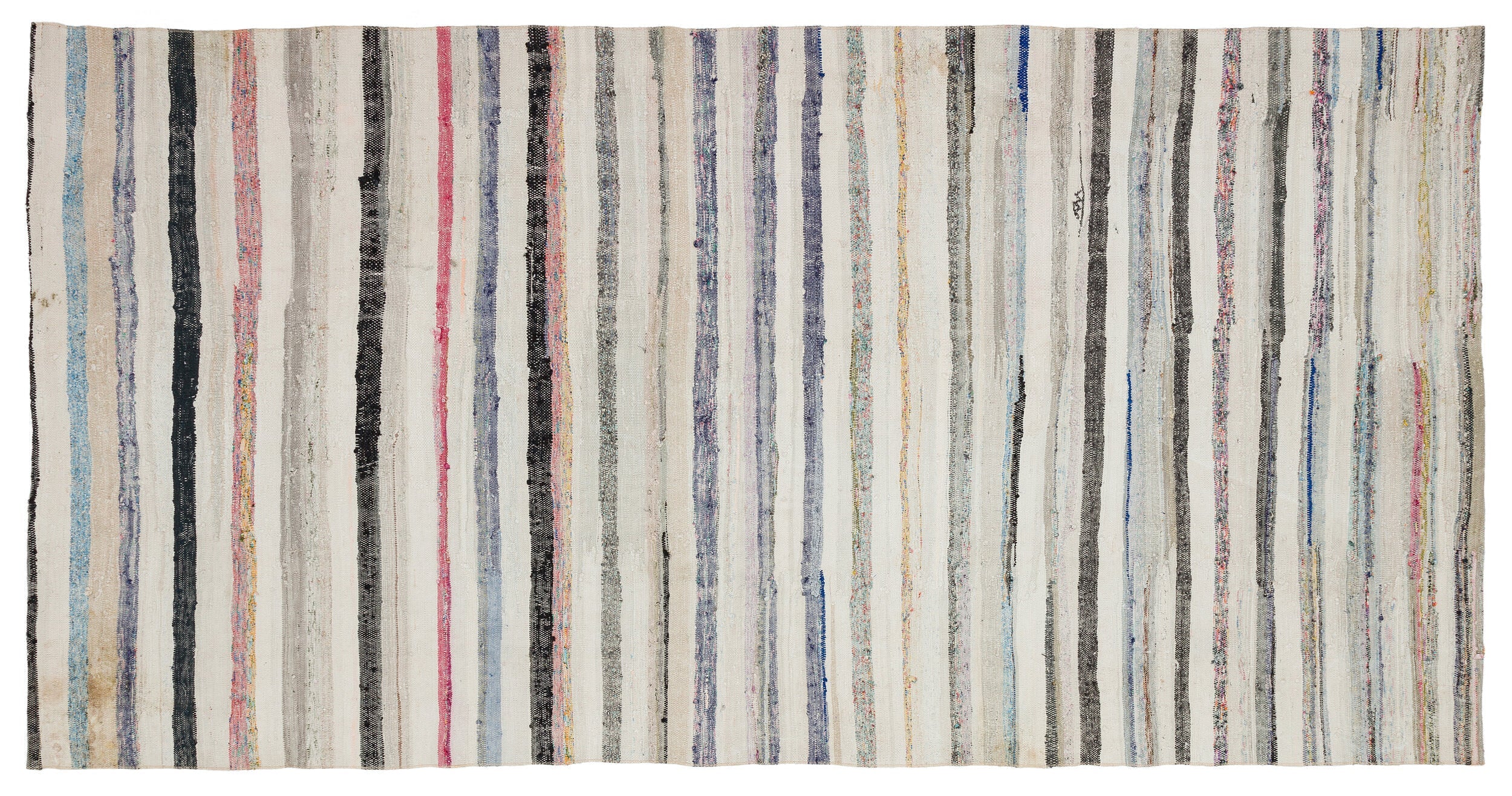 Girit Beige Striped Wool Handmade Area Rug 5'0" x 9'10"