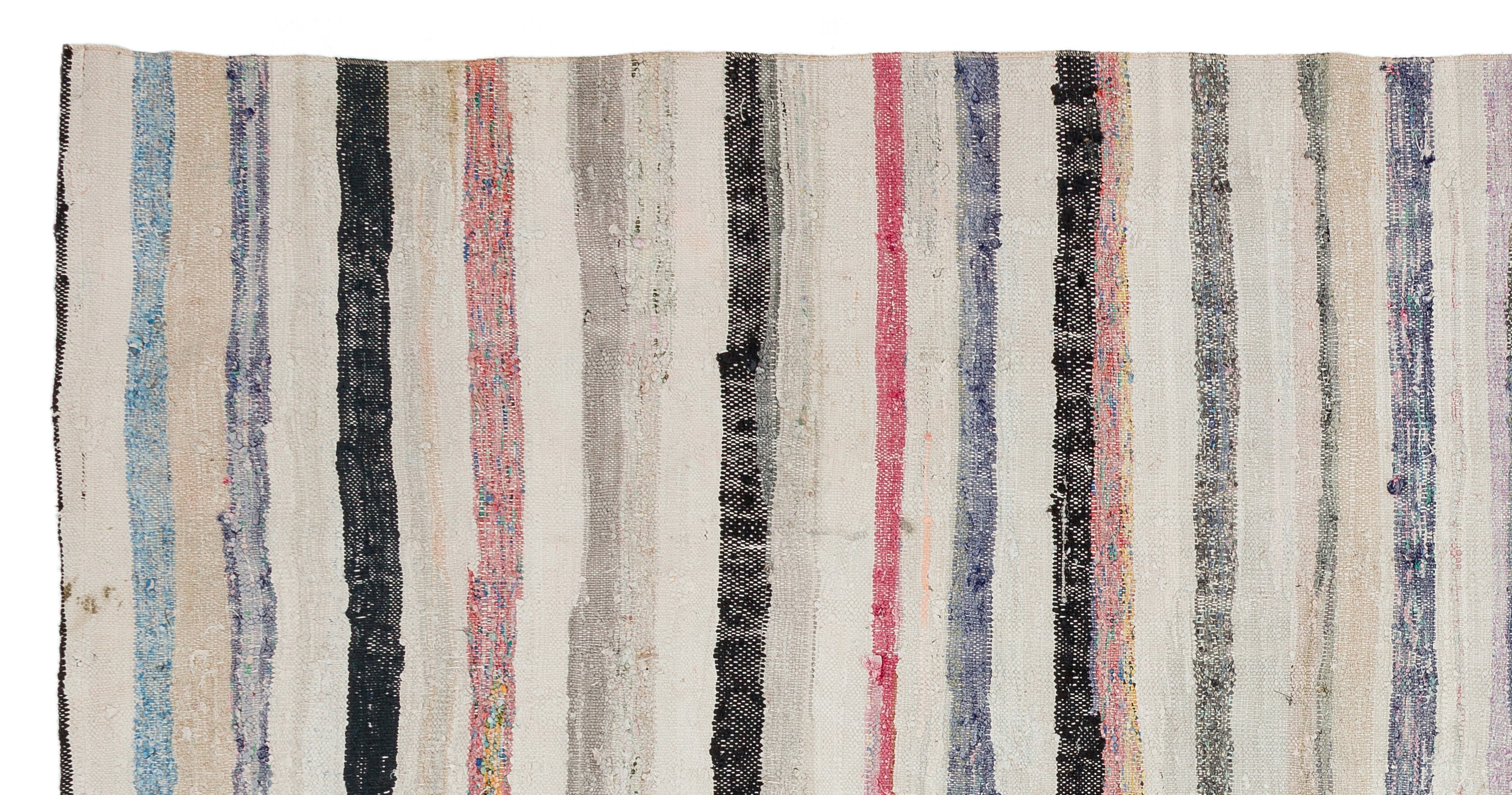 Girit Beige Striped Wool Handmade Area Rug 5'0" x 9'10"