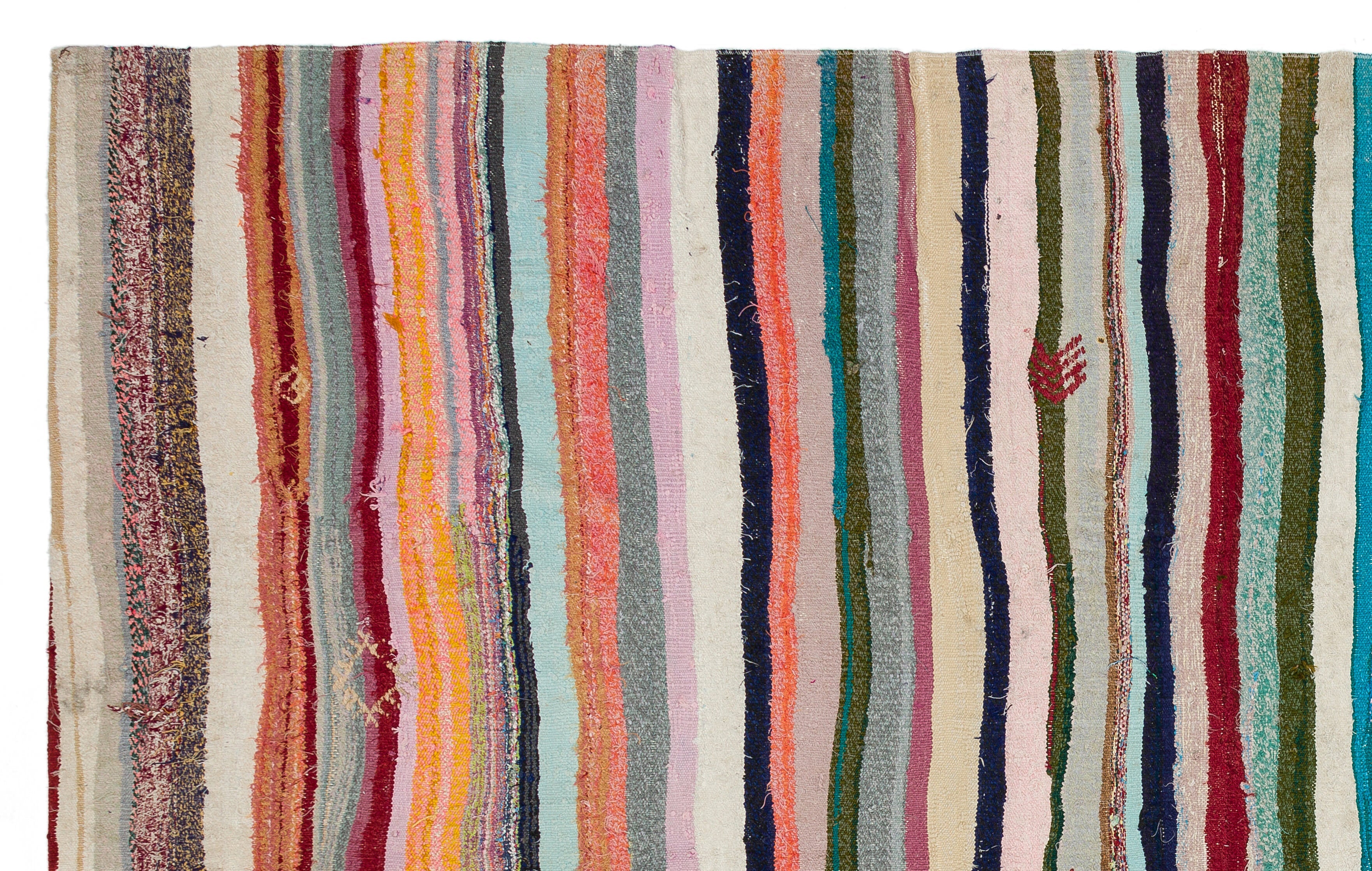 Girit Beige Striped Wool Handmade Area Rug 6'7" x 10'4"