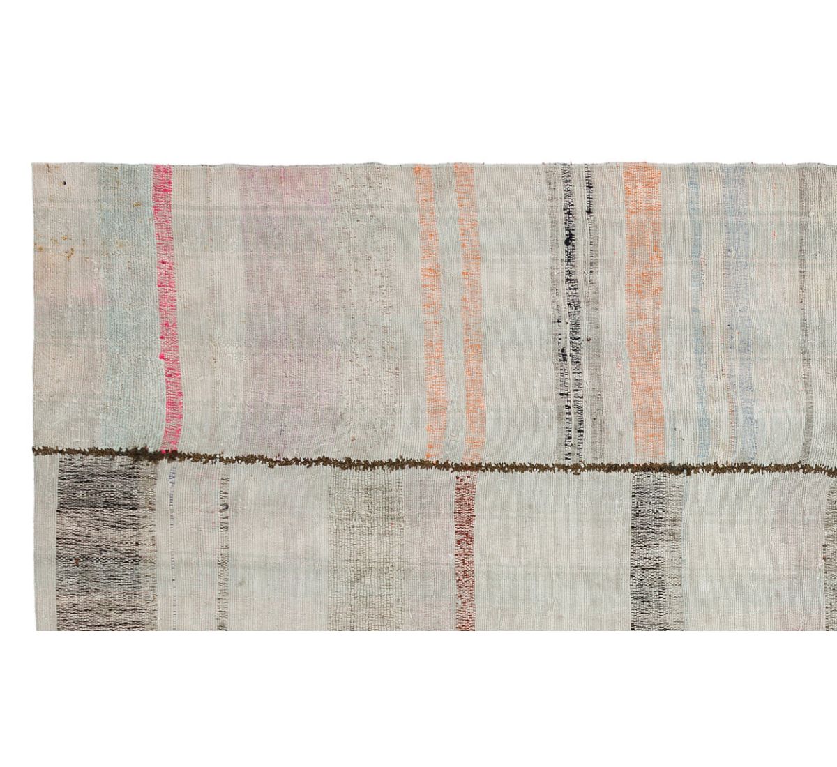 Girit Beige Striped Wool Handmade Area Rug 5'0" x 8'11"